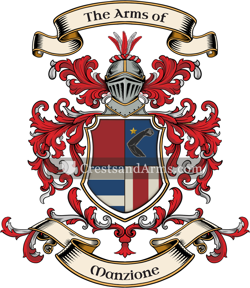 The Manzione coat of arms, drawn from the recorded blazon