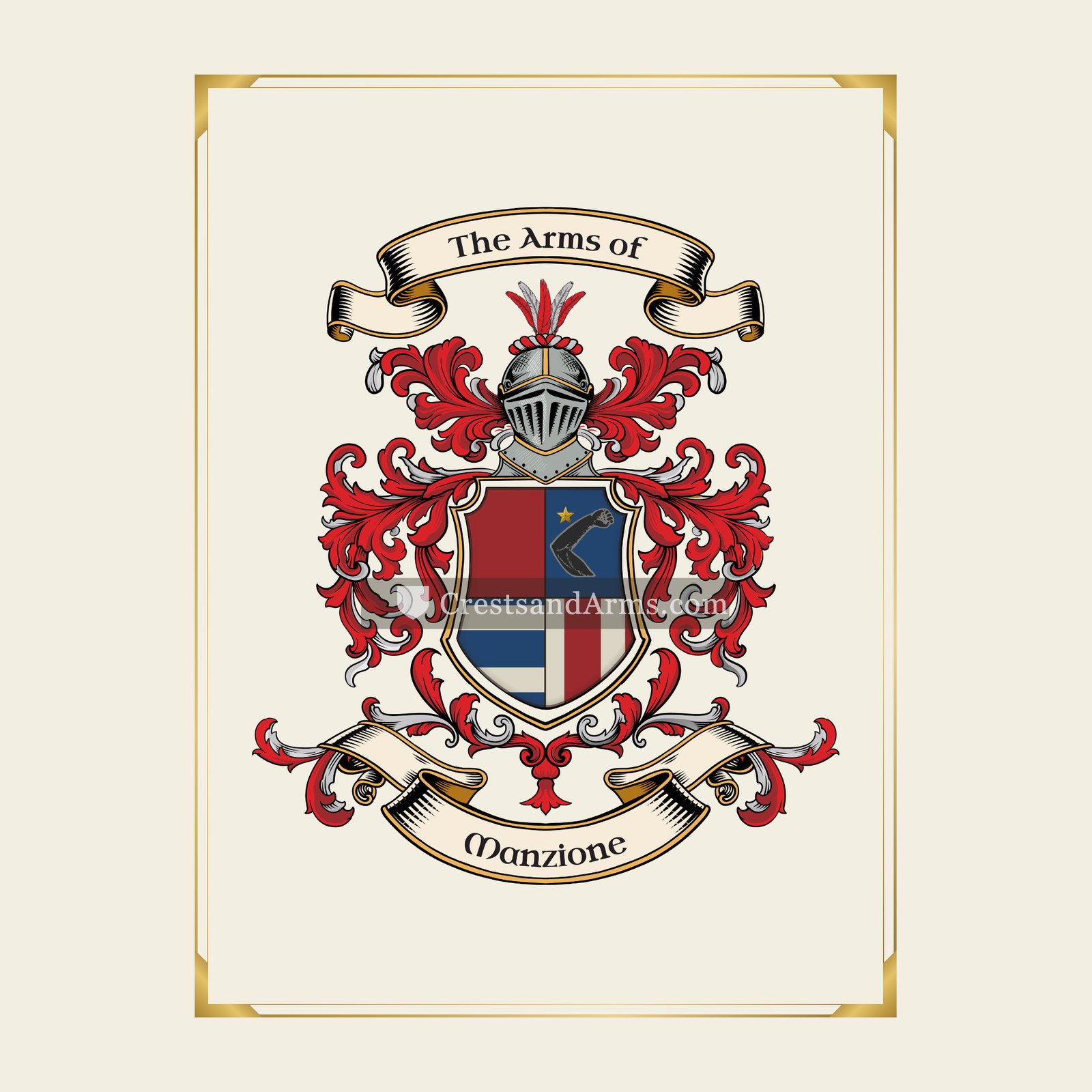 With gold border