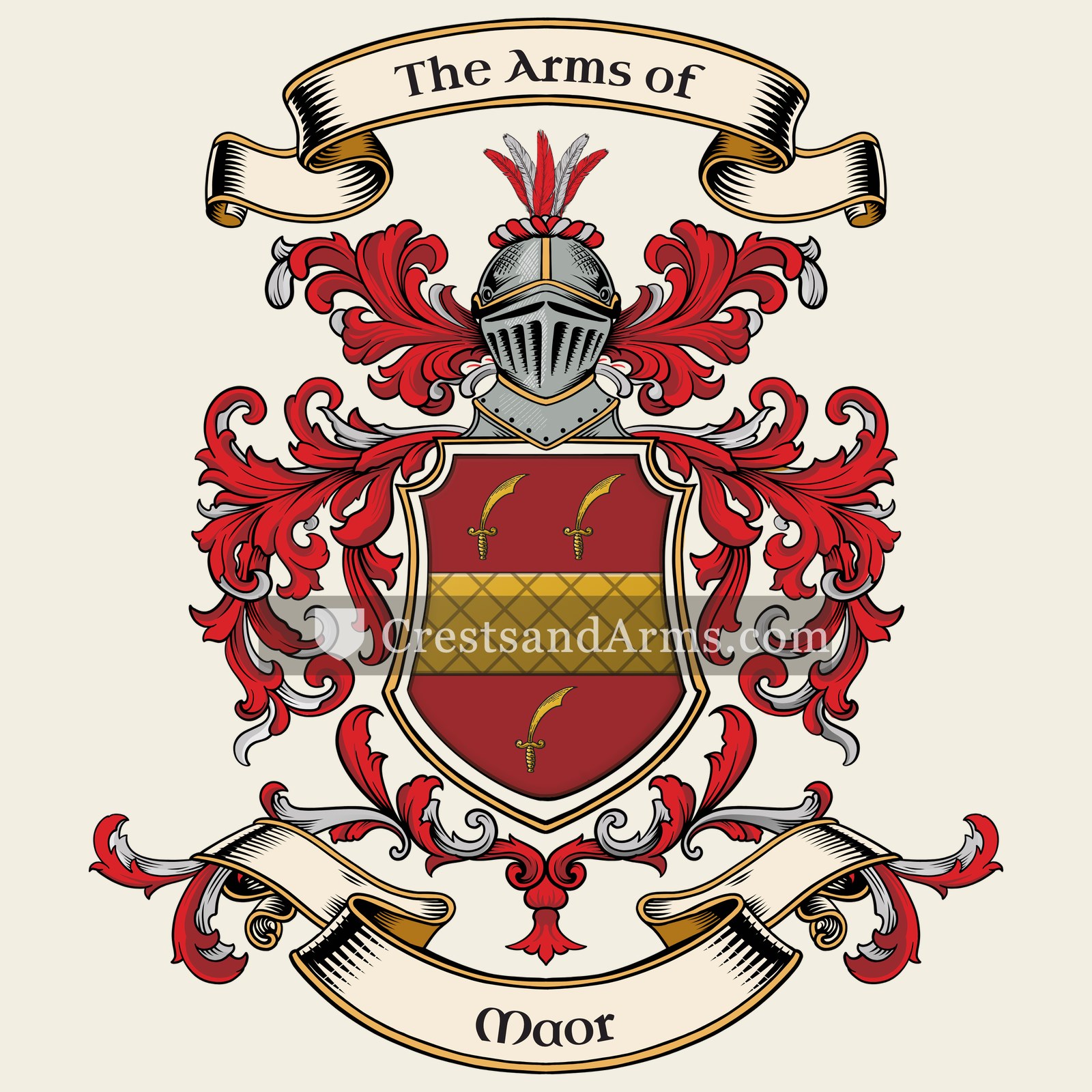 The Maor coat of arms, drawn from the recorded blazon