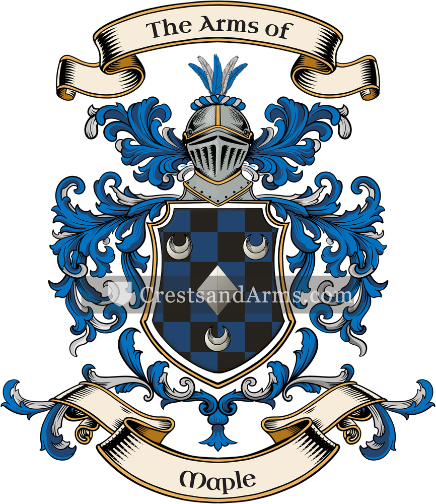 The Maple coat of arms, drawn from the recorded blazon