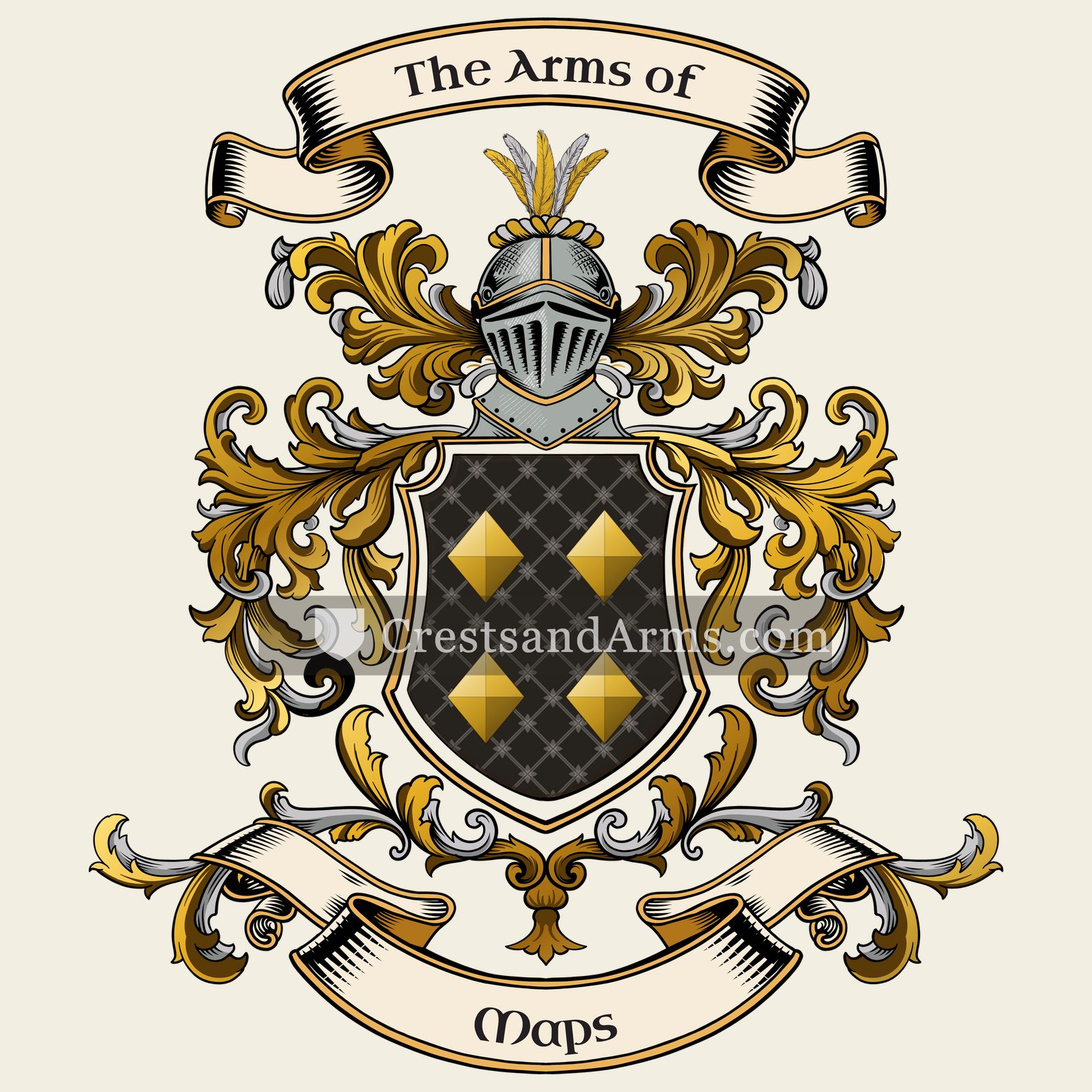 The Maps coat of arms, drawn from the recorded blazon