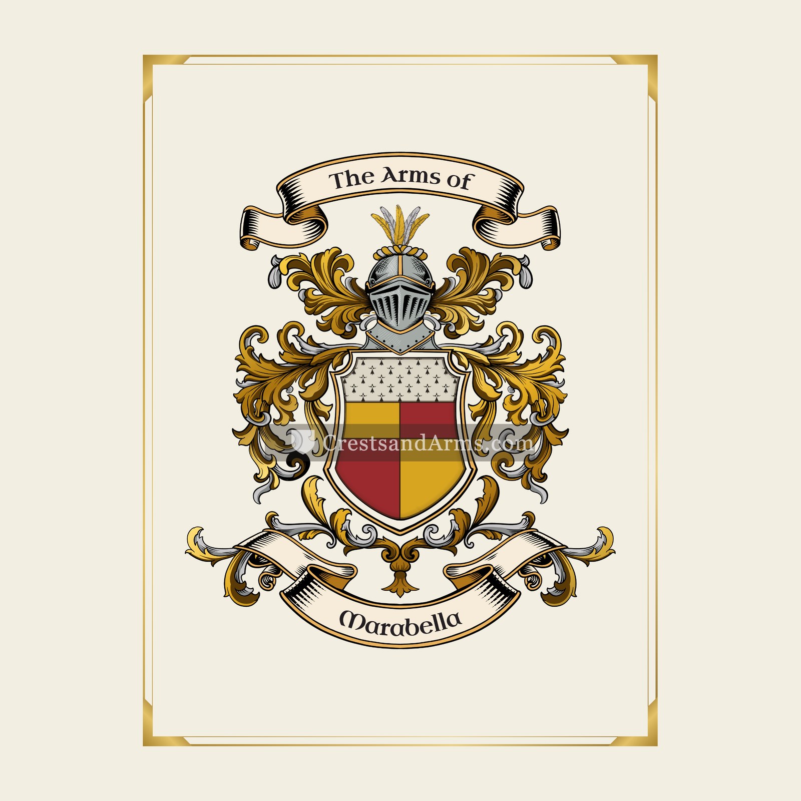 With gold border