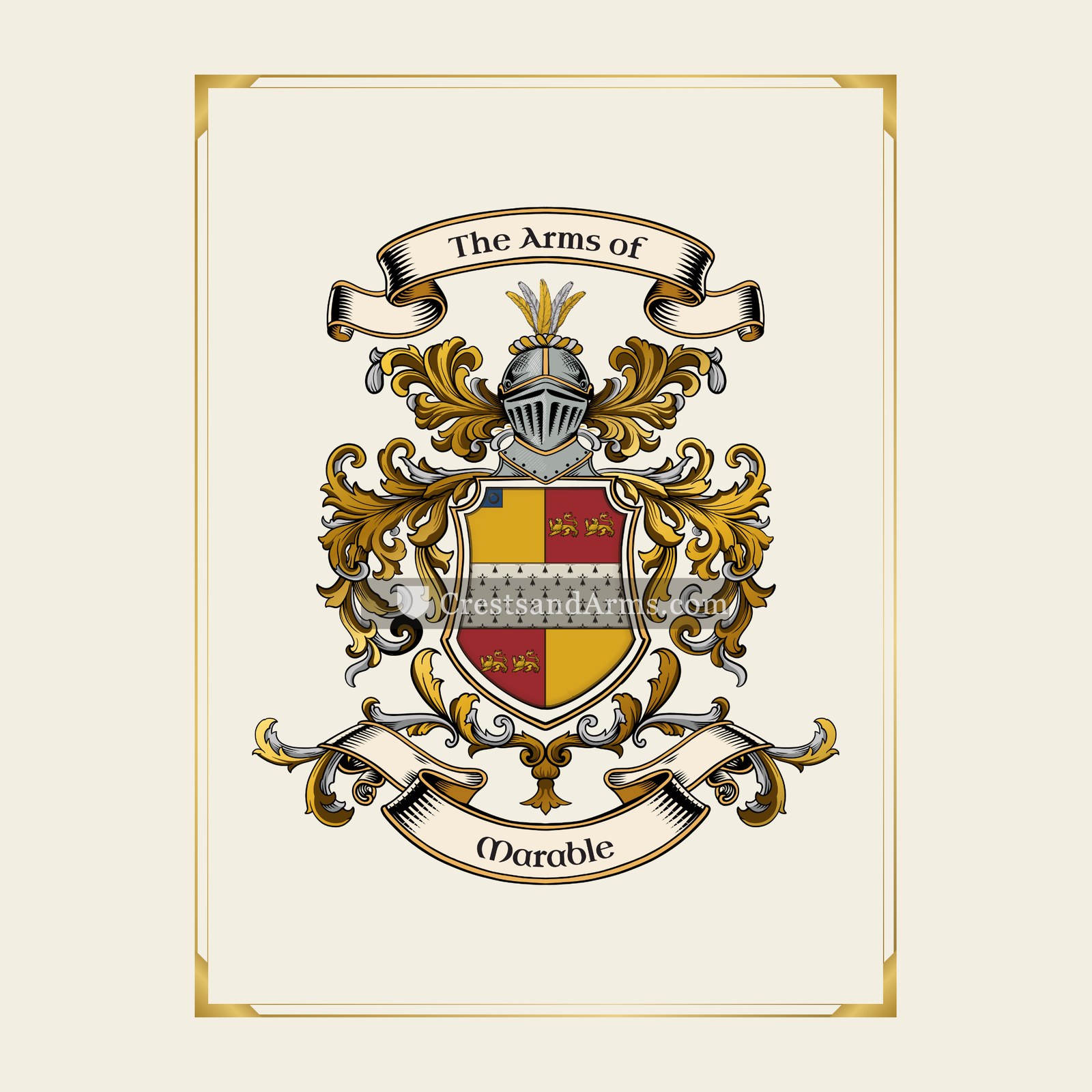 With gold border