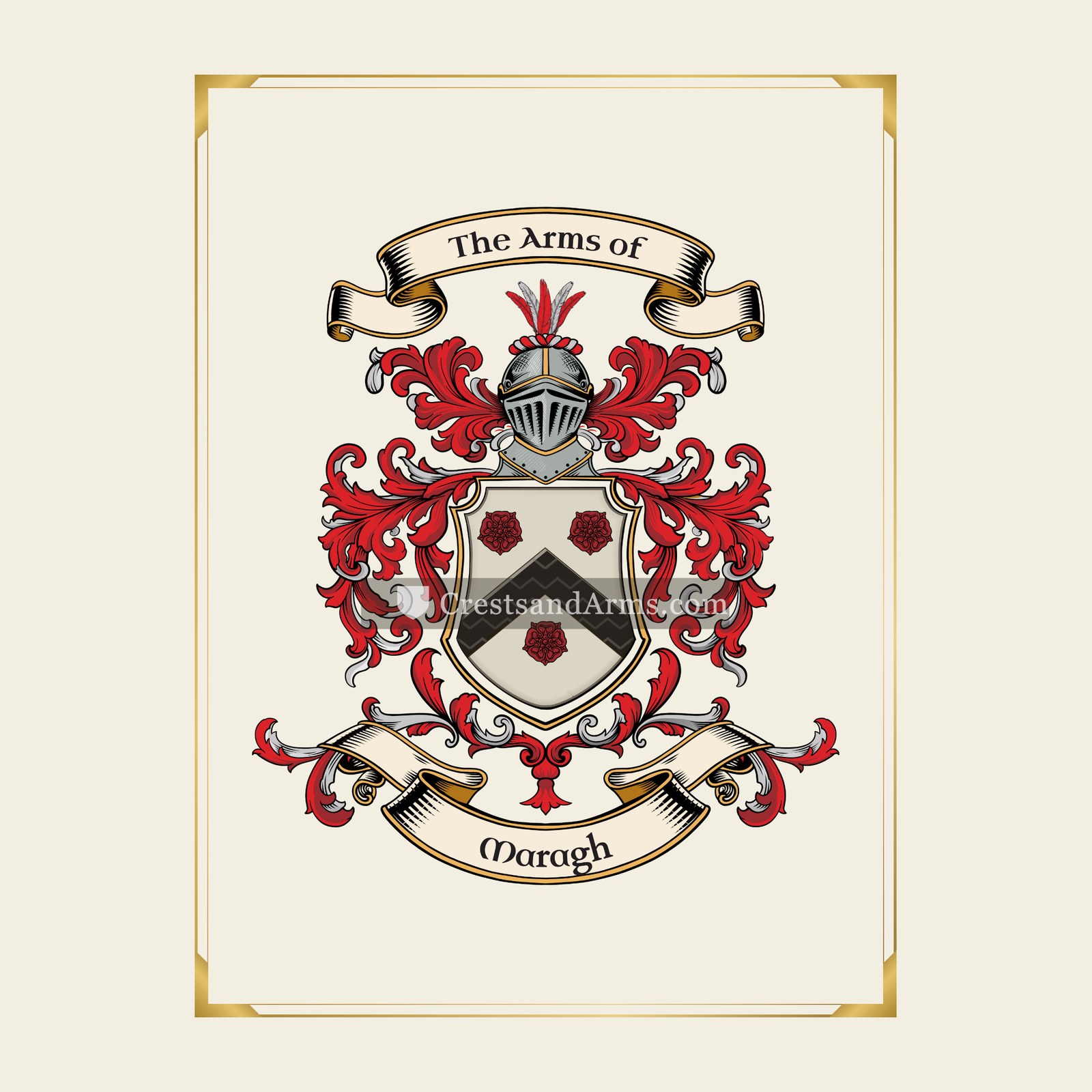 With gold border