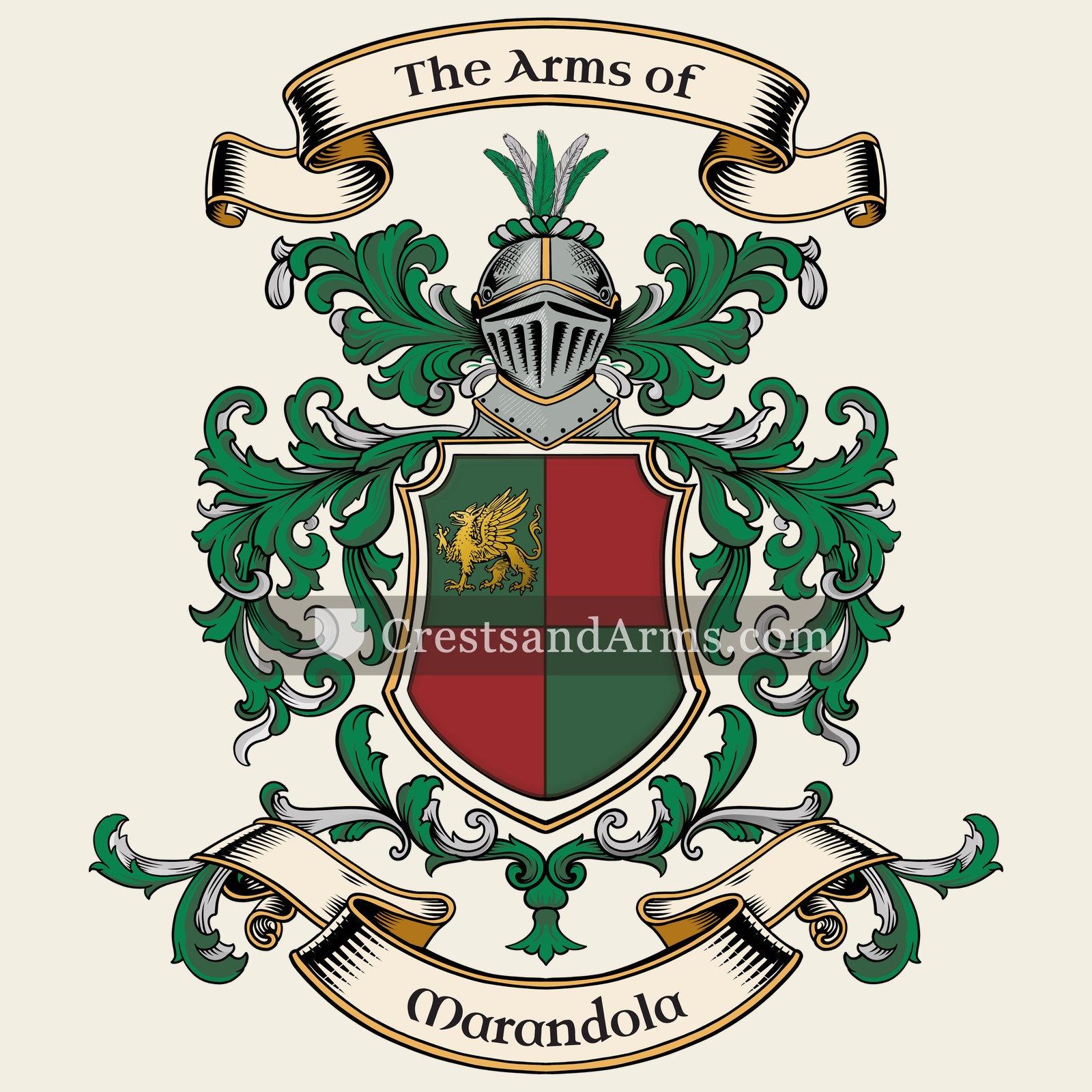 The Marandola coat of arms, drawn from the recorded blazon