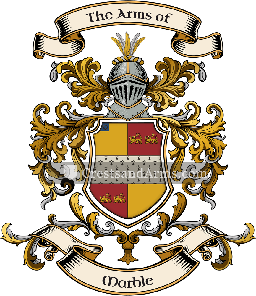 The Marble coat of arms, drawn from the recorded blazon