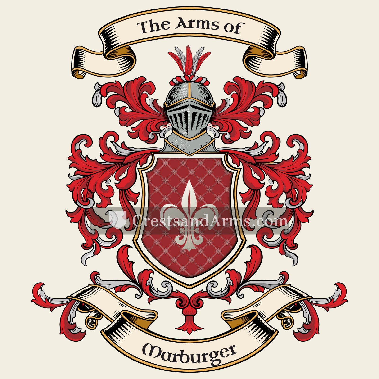 The Marburger coat of arms, drawn from the recorded blazon