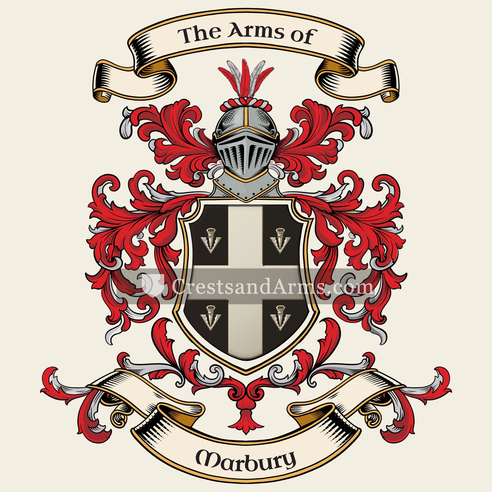 The Marbury coat of arms, drawn from the recorded blazon
