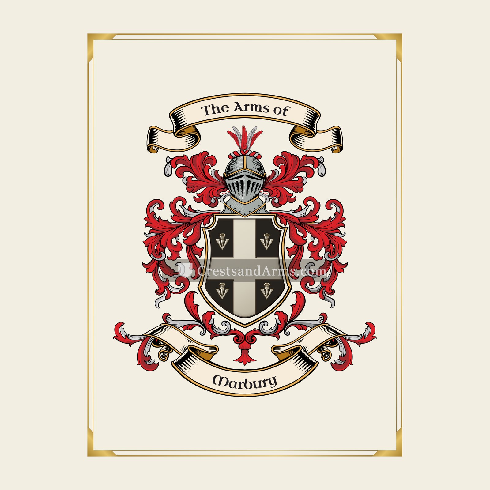 With gold border