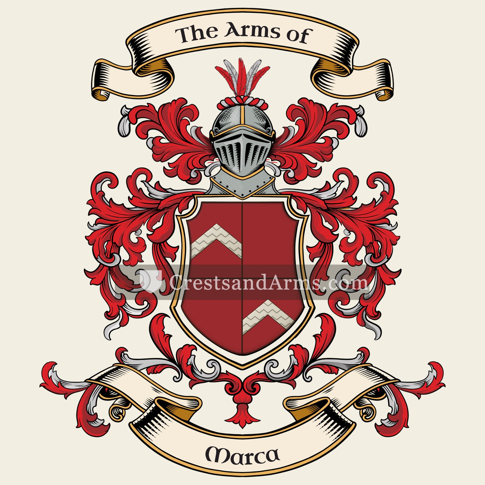 The Marca coat of arms, drawn from the recorded blazon