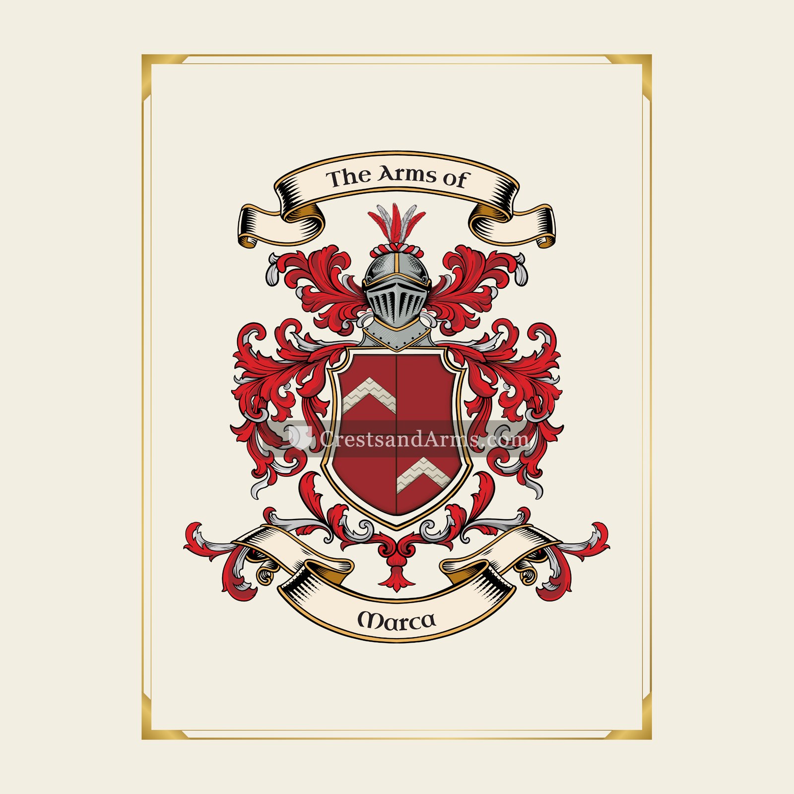 With gold border