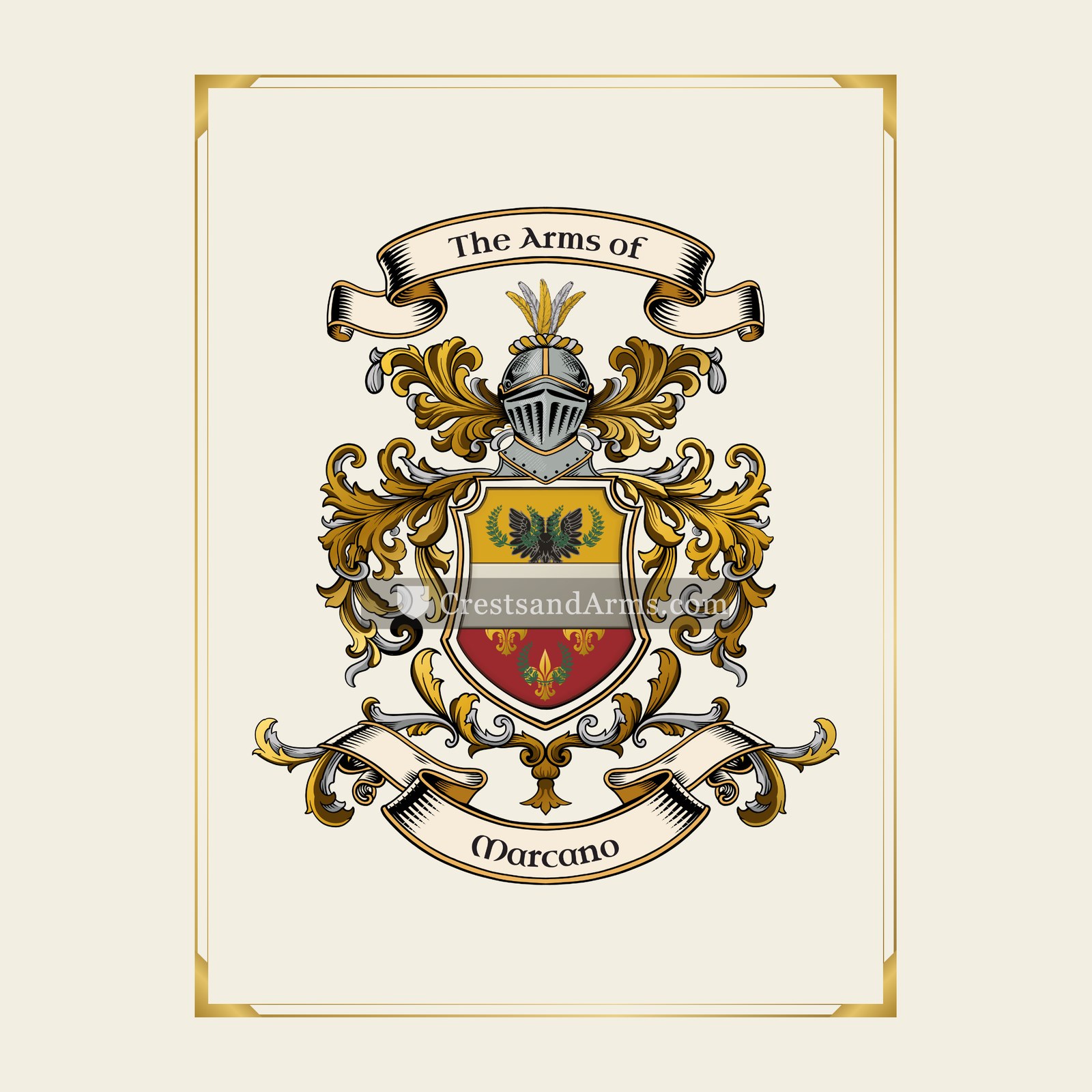 With gold border
