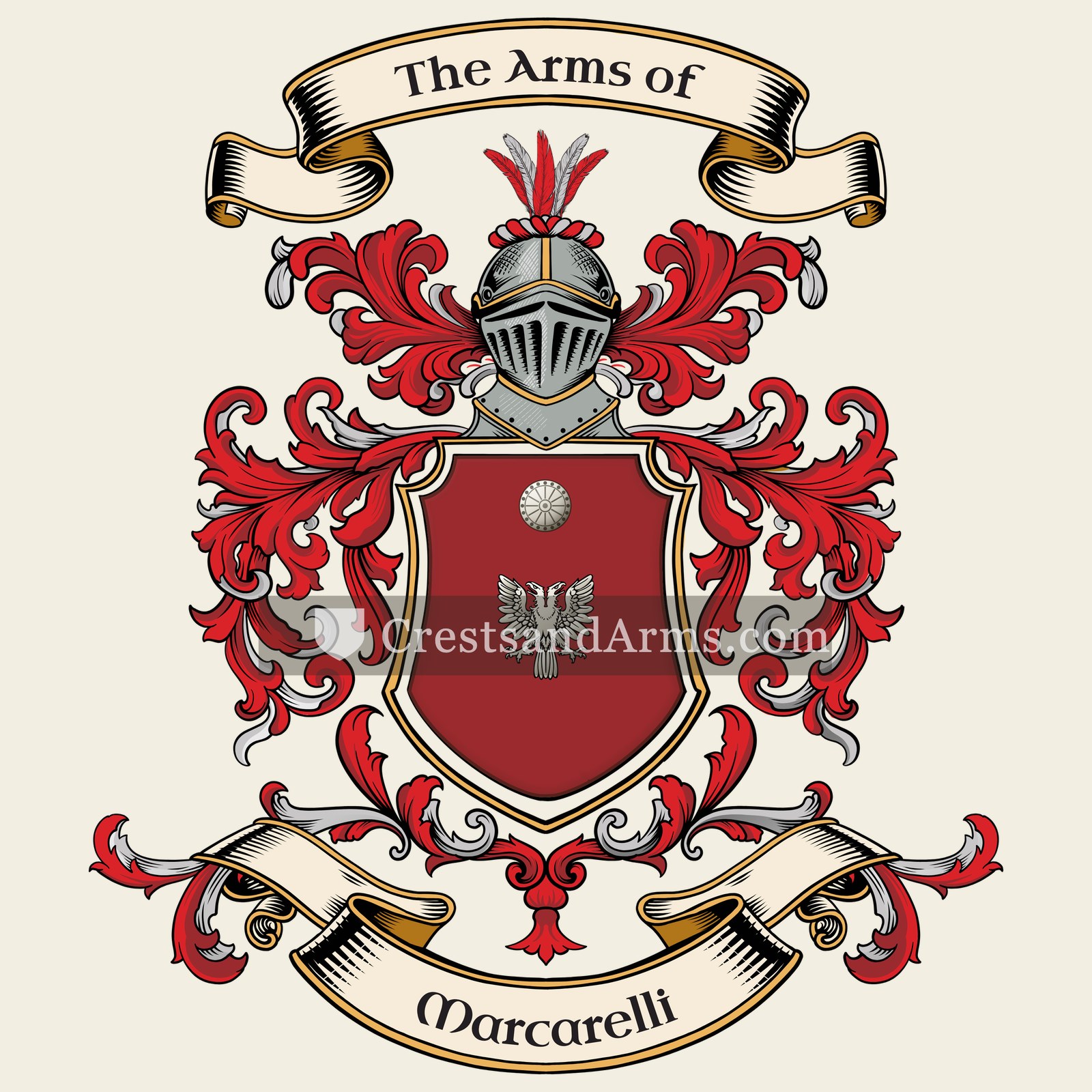 The Marcarelli coat of arms, drawn from the recorded blazon