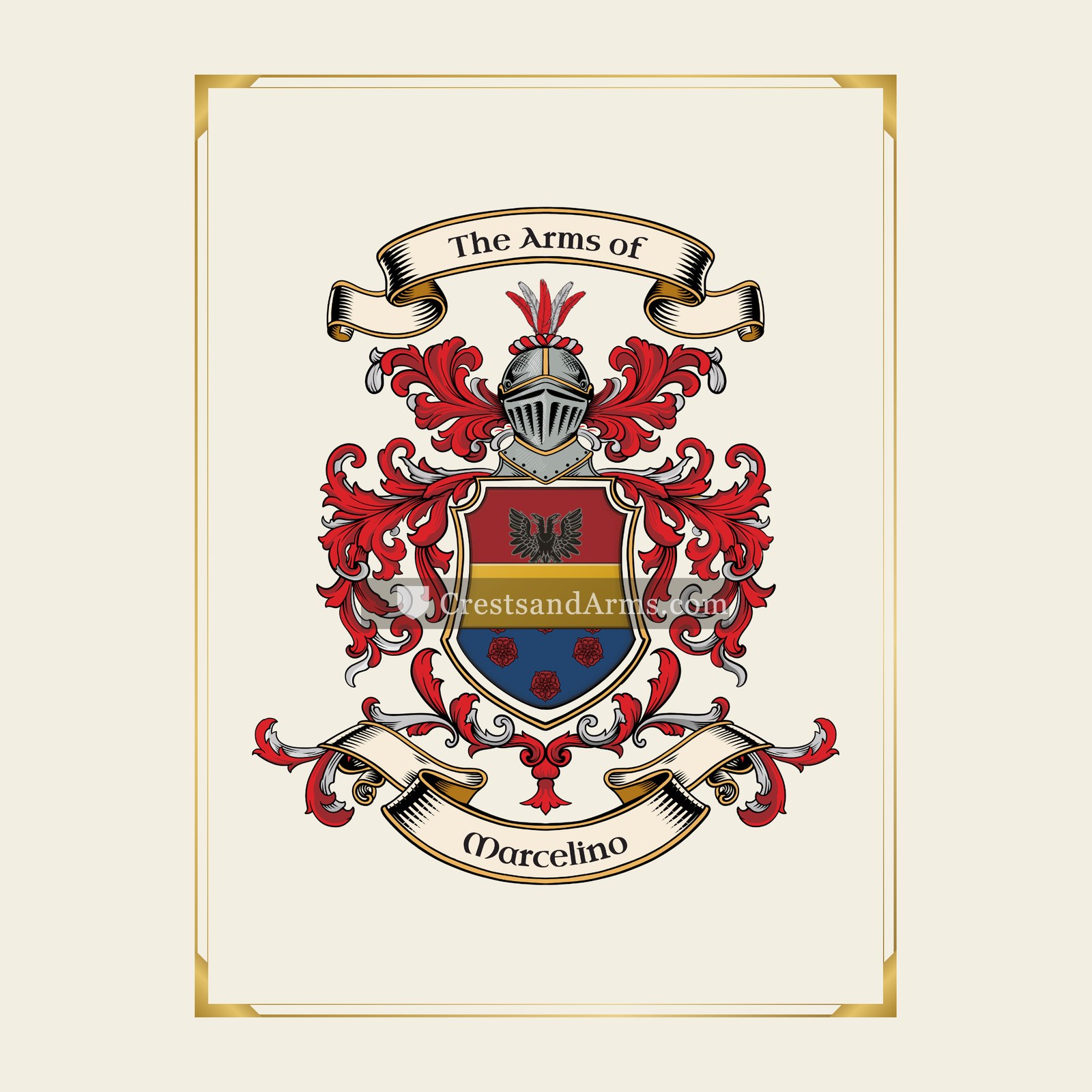 With gold border