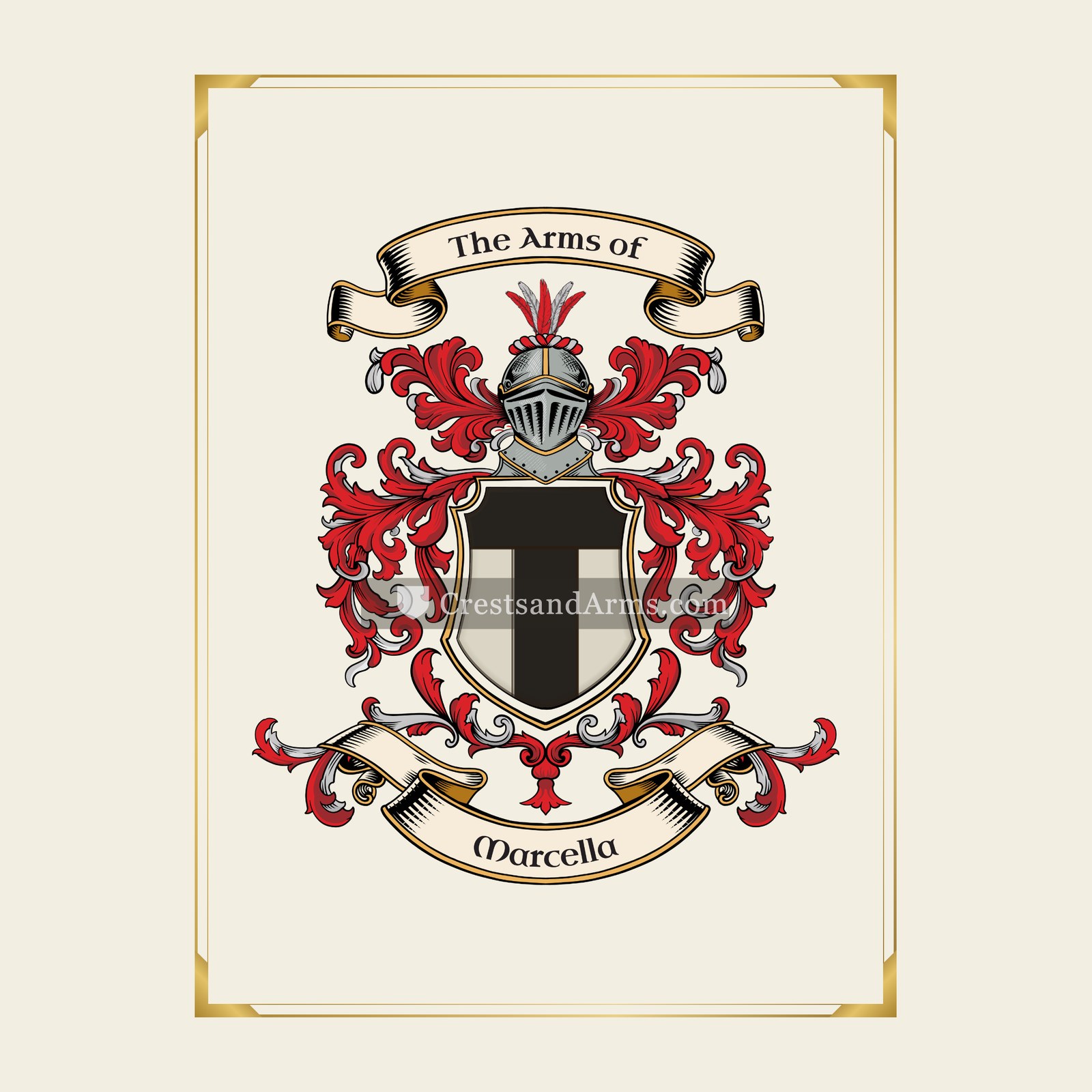 With gold border