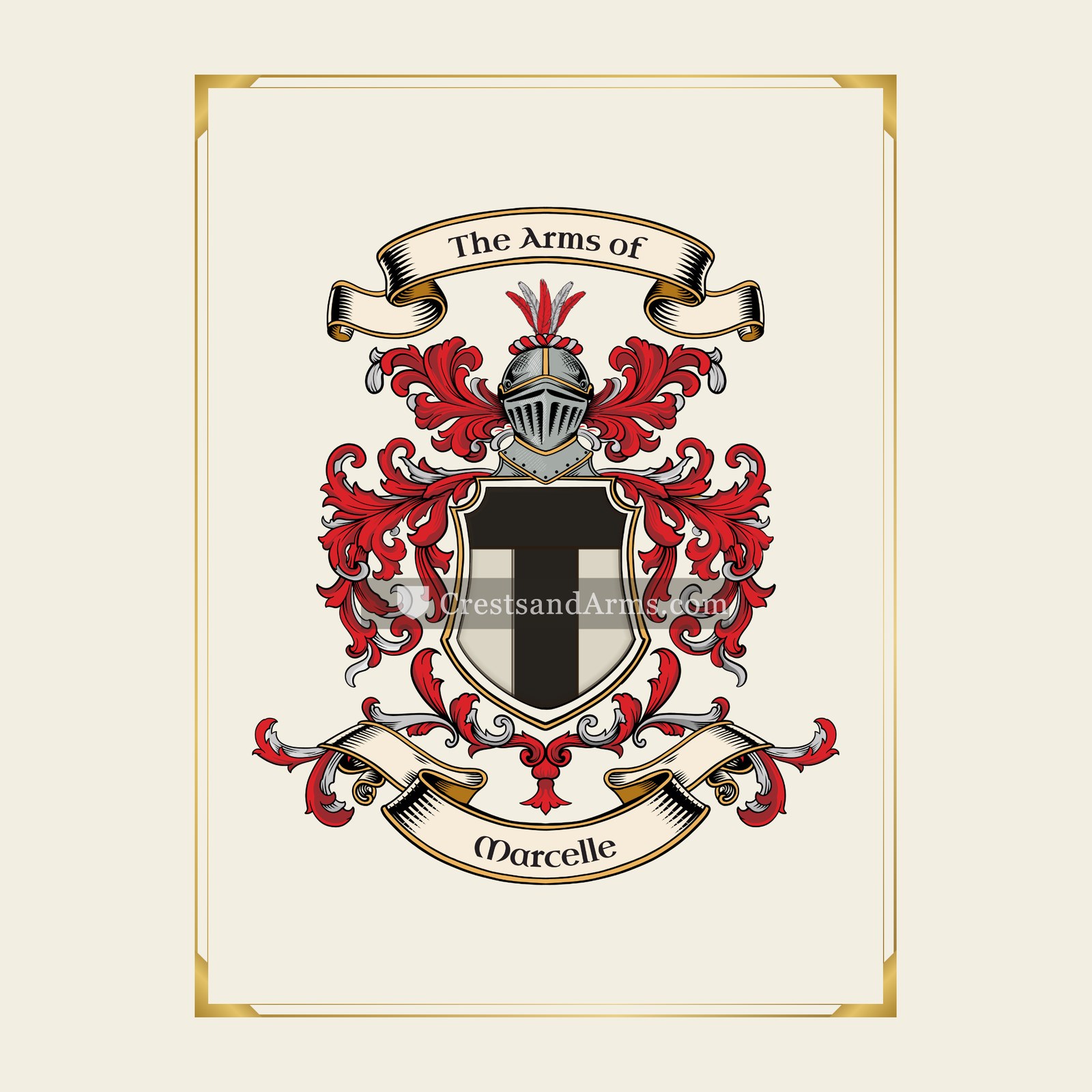 With gold border