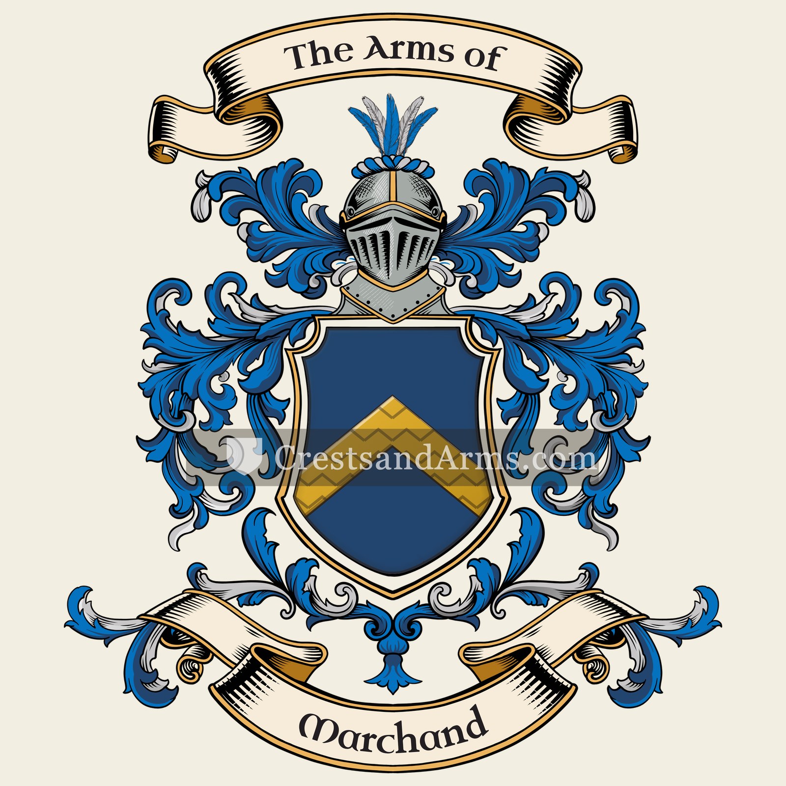 The Marchand coat of arms, drawn from the recorded blazon