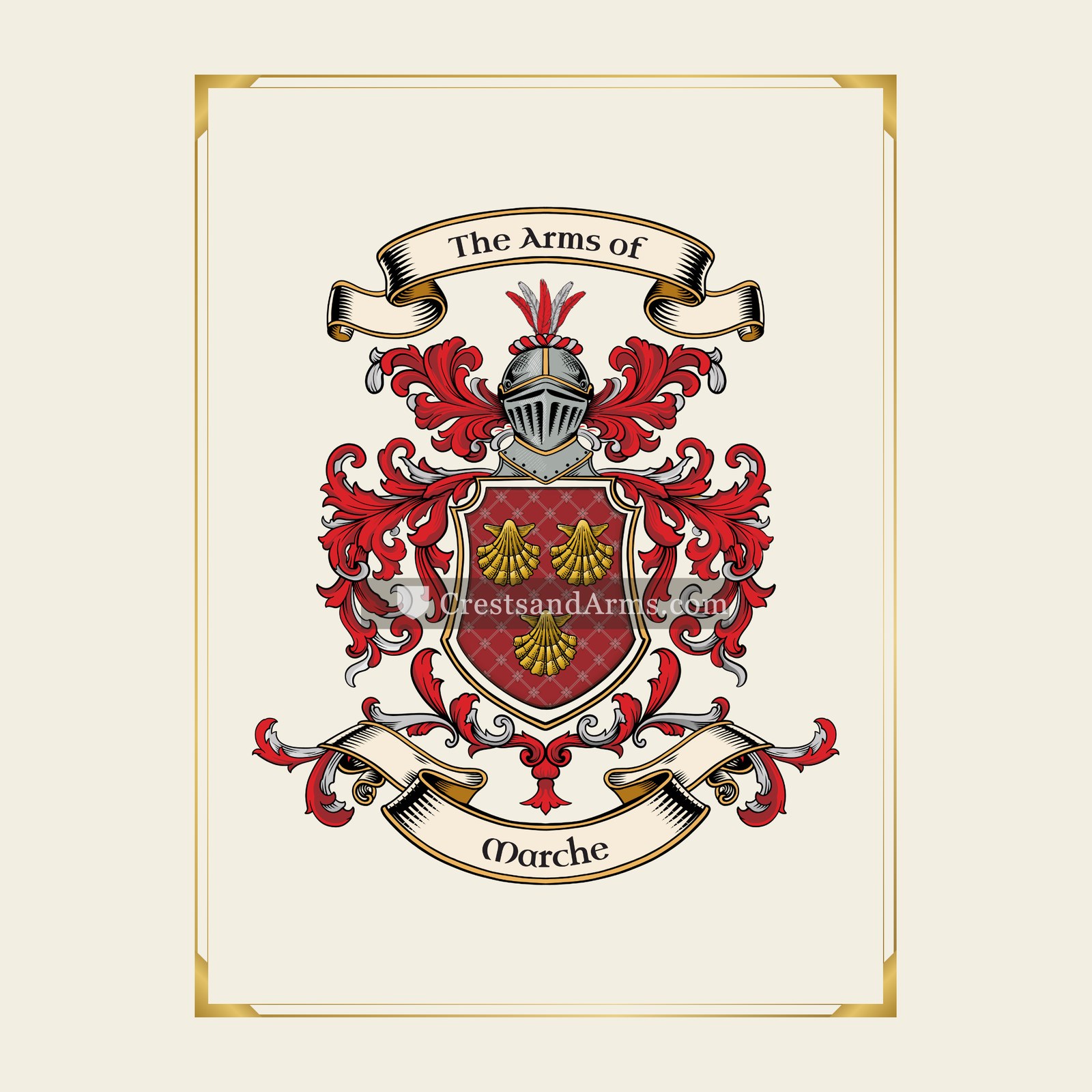 With gold border
