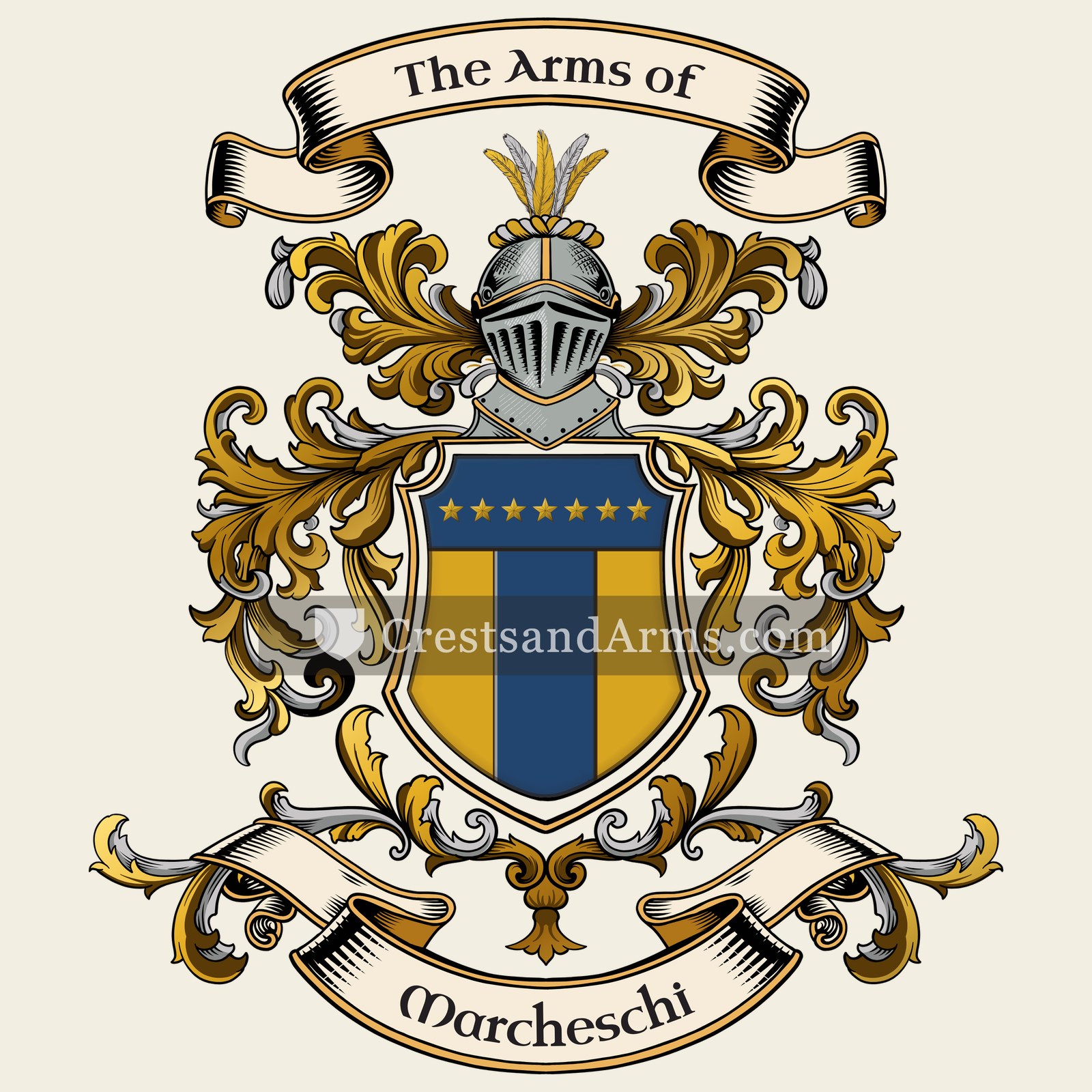 The Marcheschi coat of arms, drawn from the recorded blazon