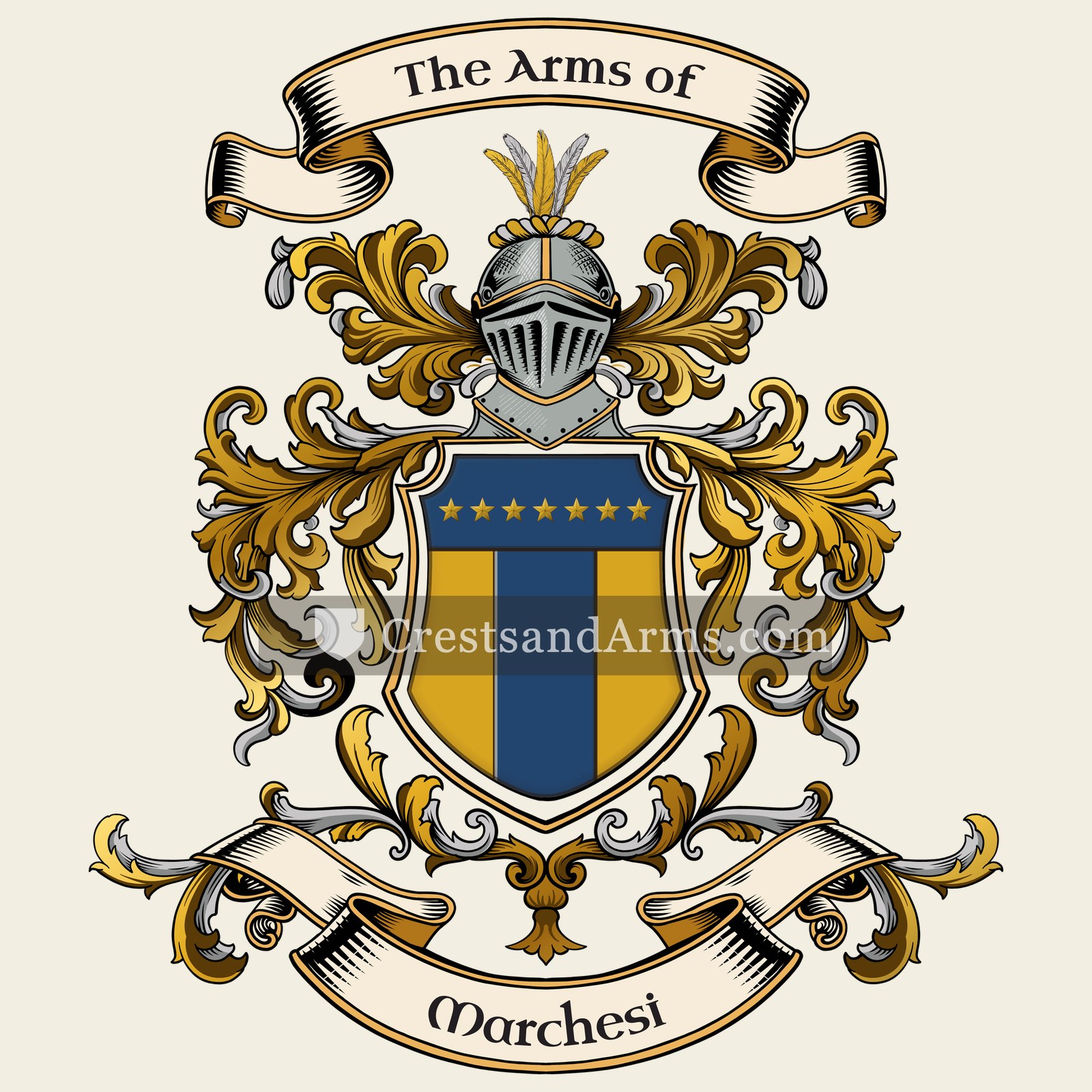 The Marchesi coat of arms, drawn from the recorded blazon