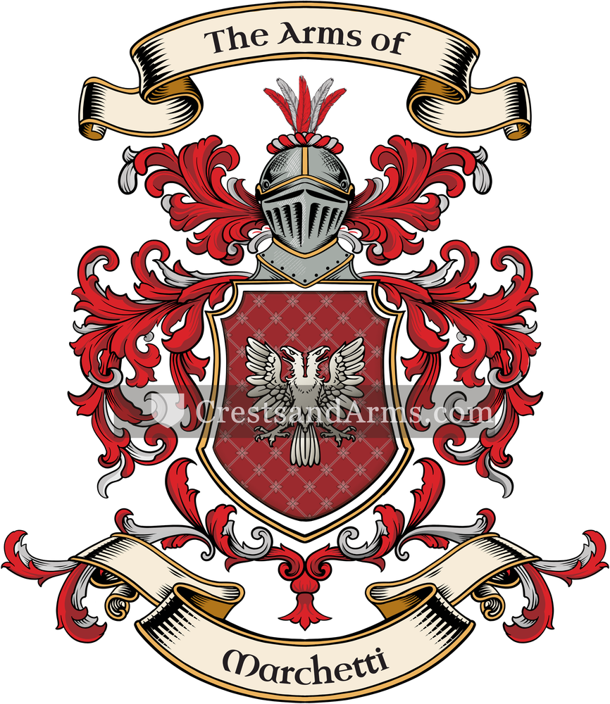 The Marchetti coat of arms, drawn from the recorded blazon