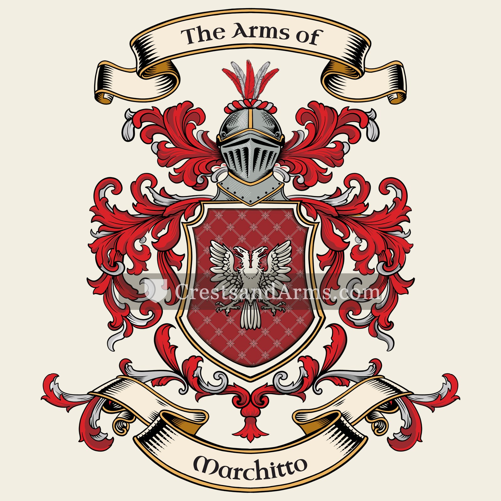 The Marchitto coat of arms, drawn from the recorded blazon