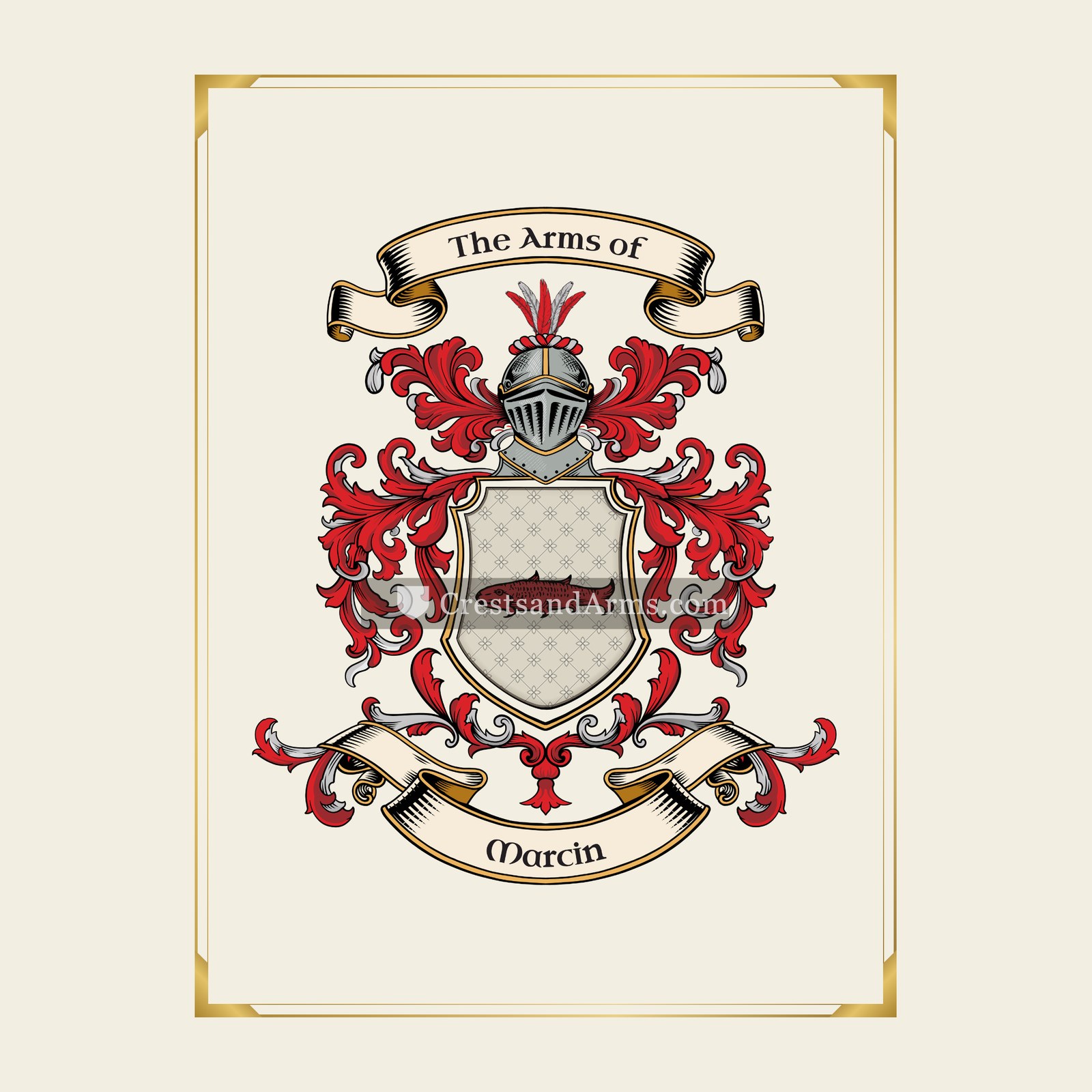 With gold border