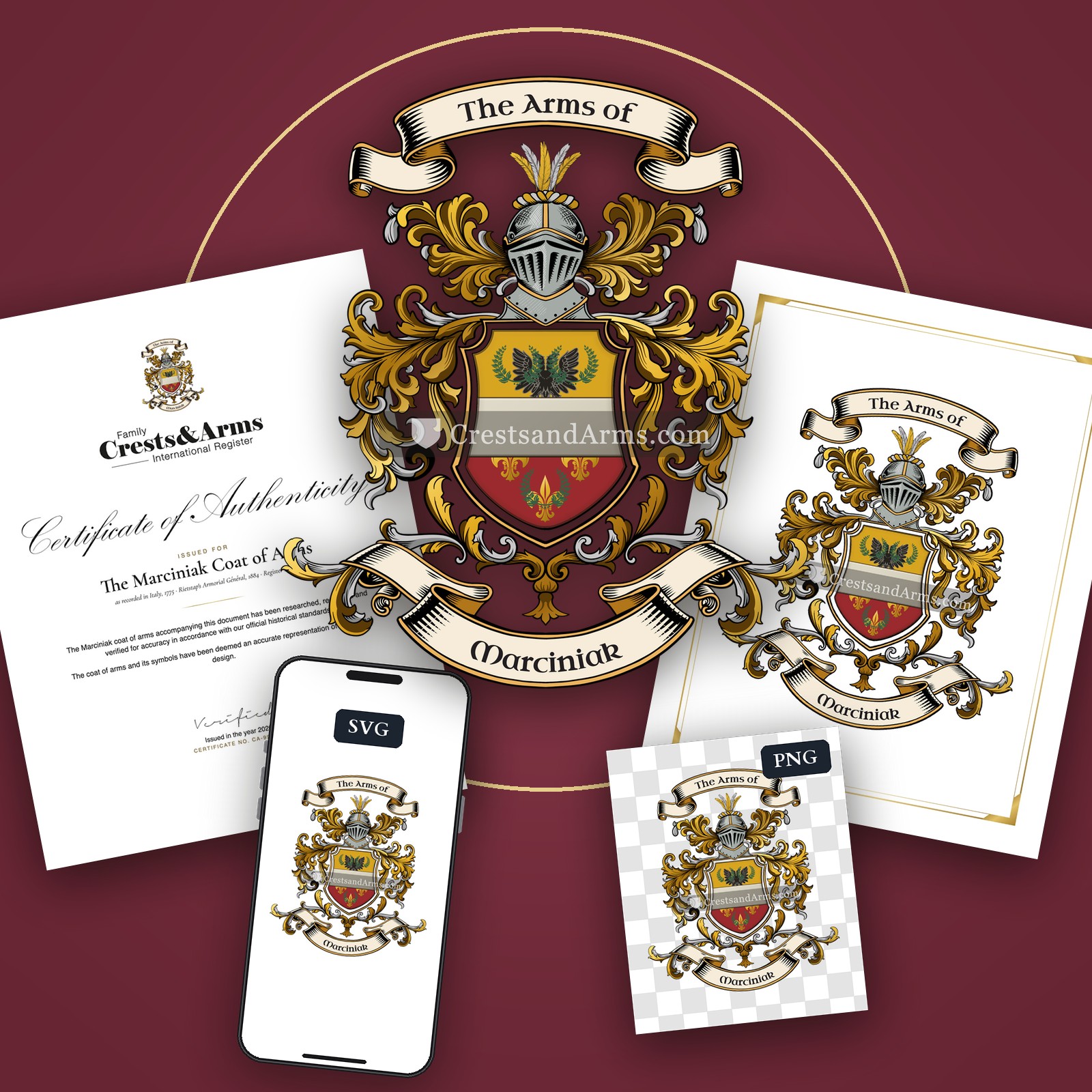 The Marciniak arms on the coat of arms — digital pack