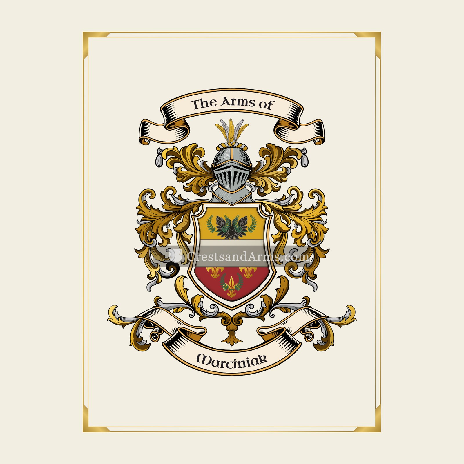 With gold border