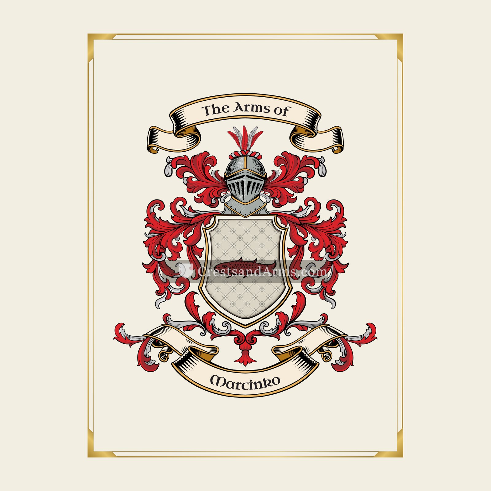 With gold border
