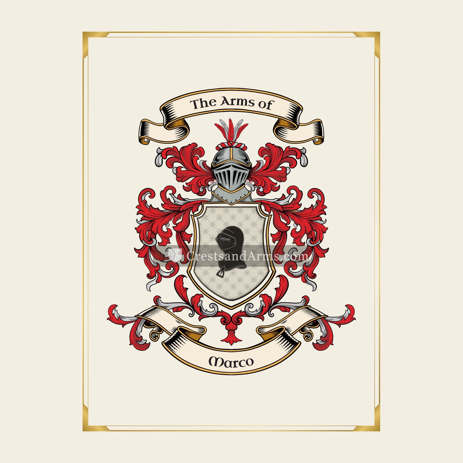 With gold border