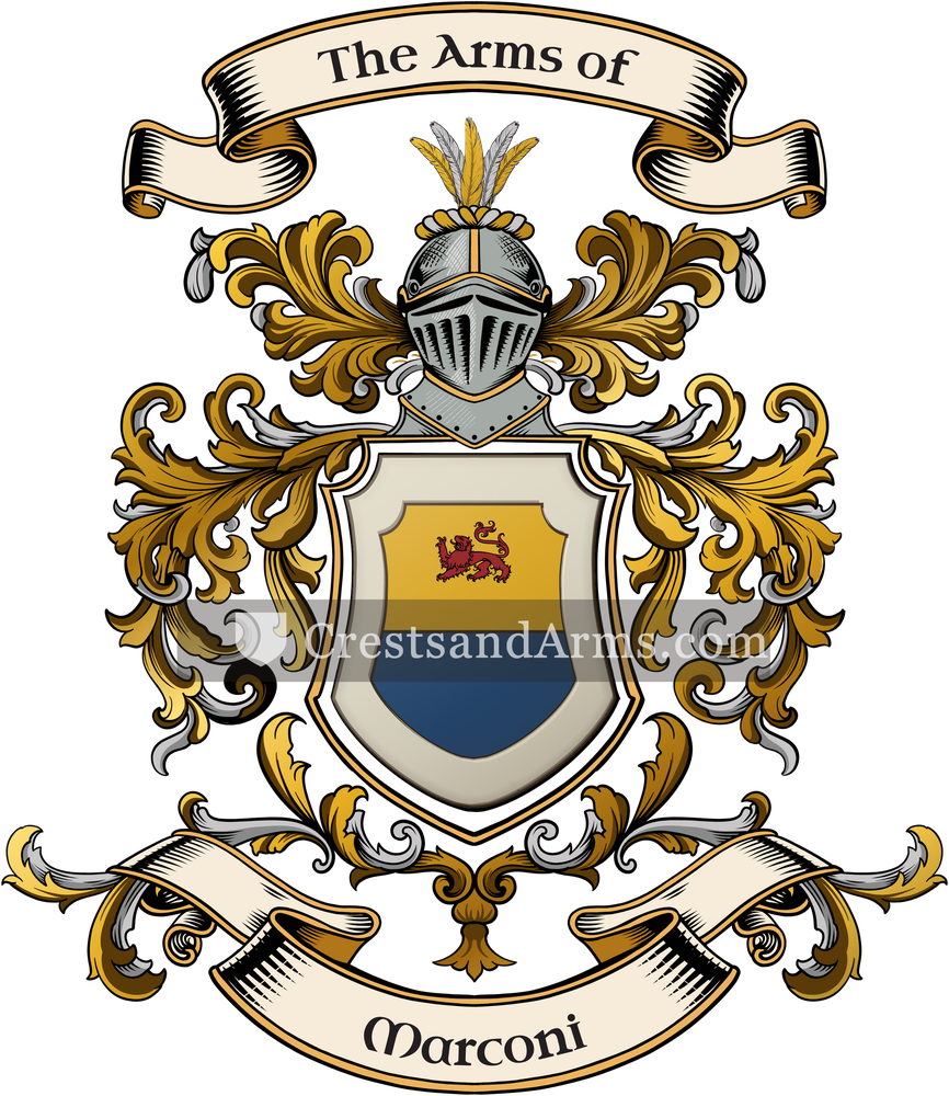 The Marconi coat of arms, drawn from the recorded blazon