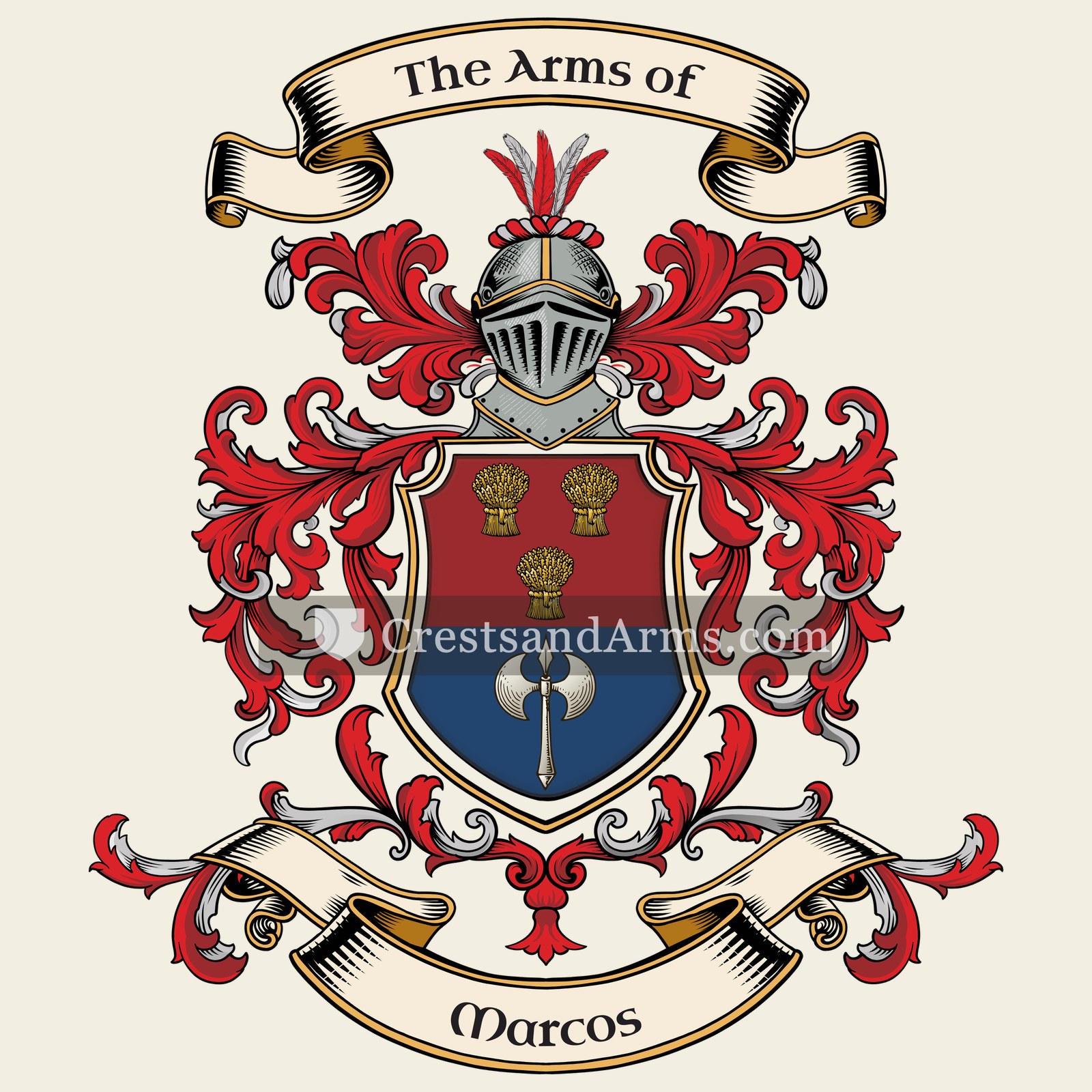 The Marcos coat of arms, drawn from the recorded blazon