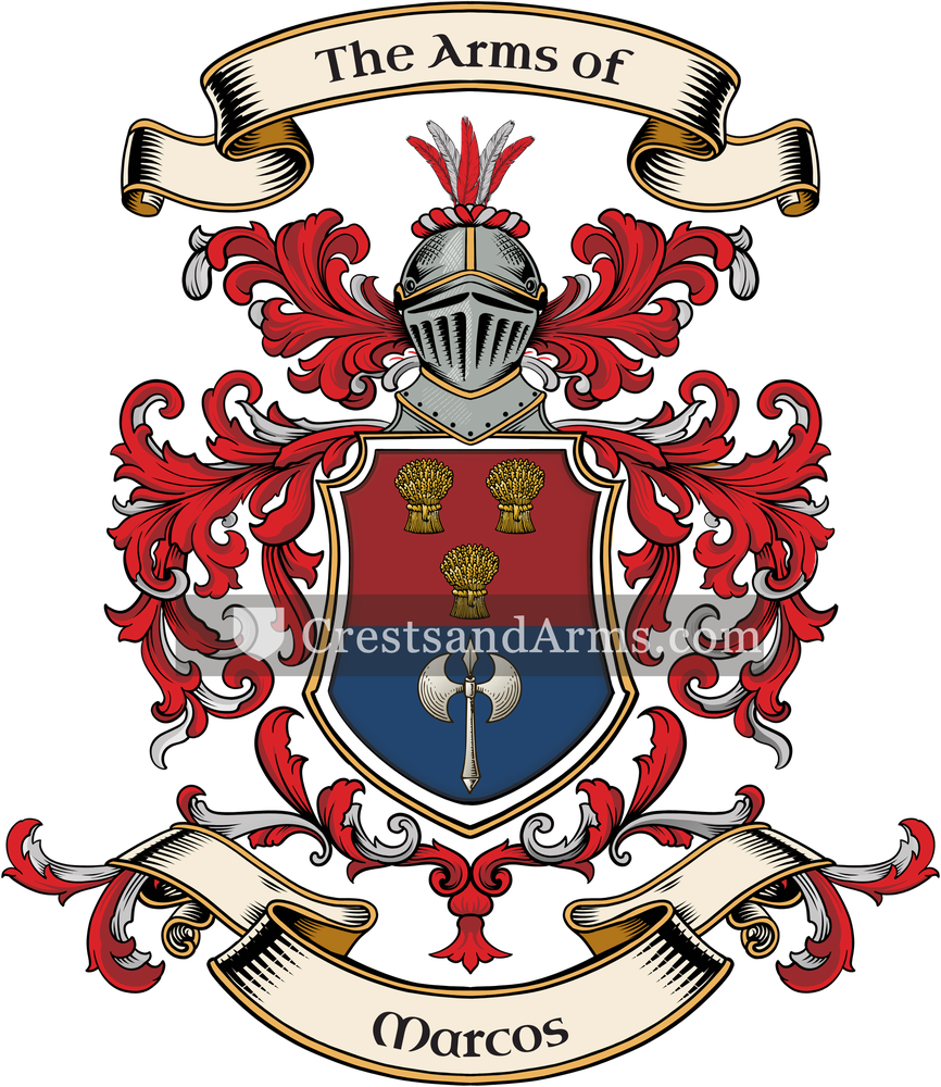 The Marcos coat of arms, drawn from the recorded blazon