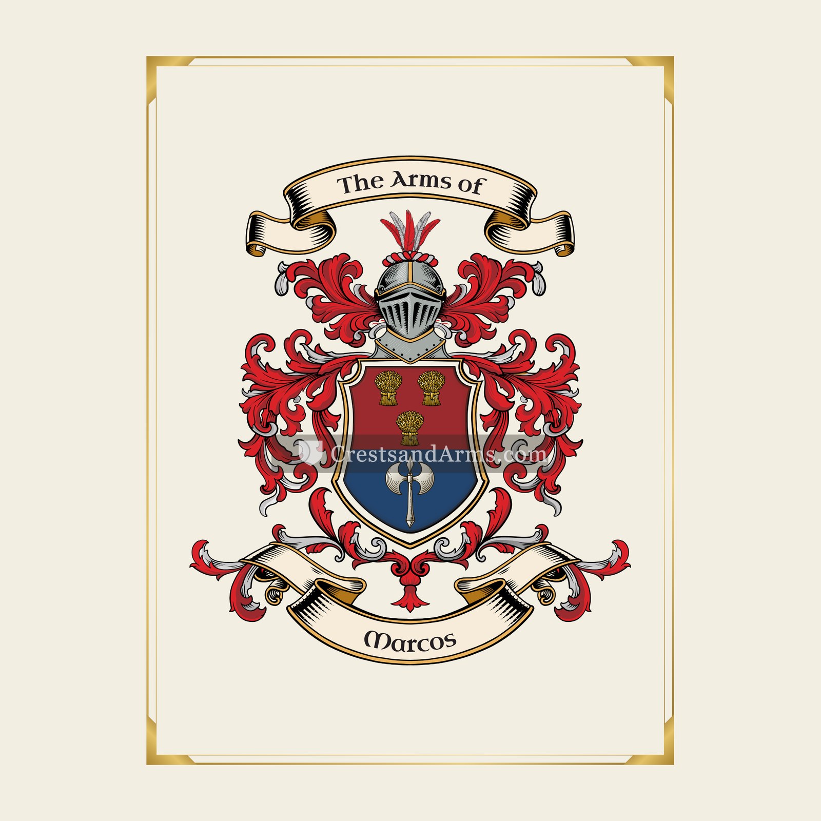 With gold border