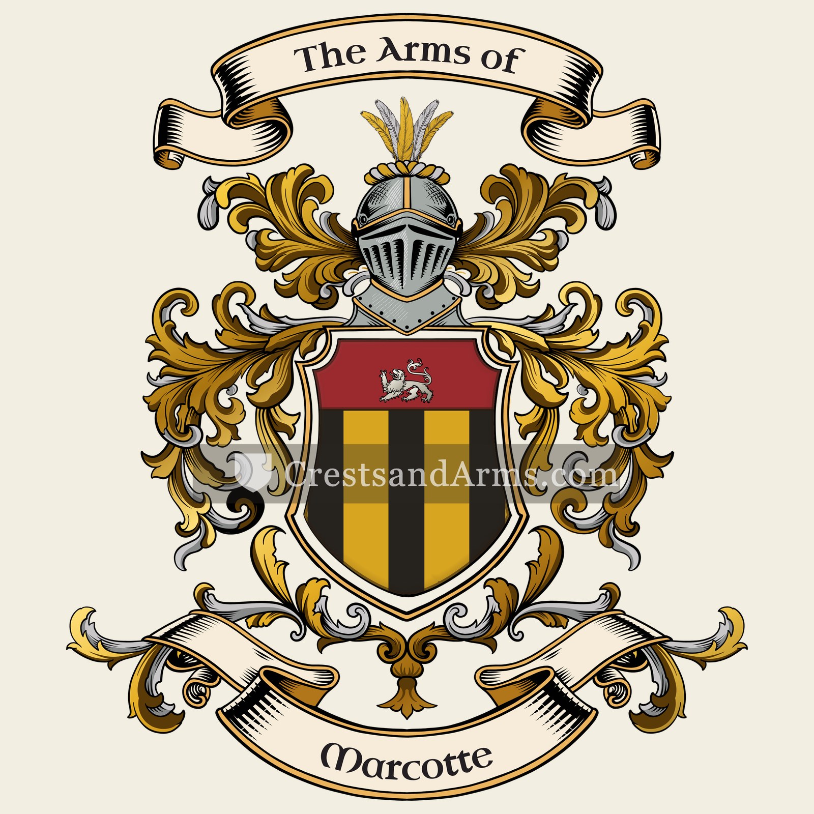The Marcotte coat of arms, drawn from the recorded blazon