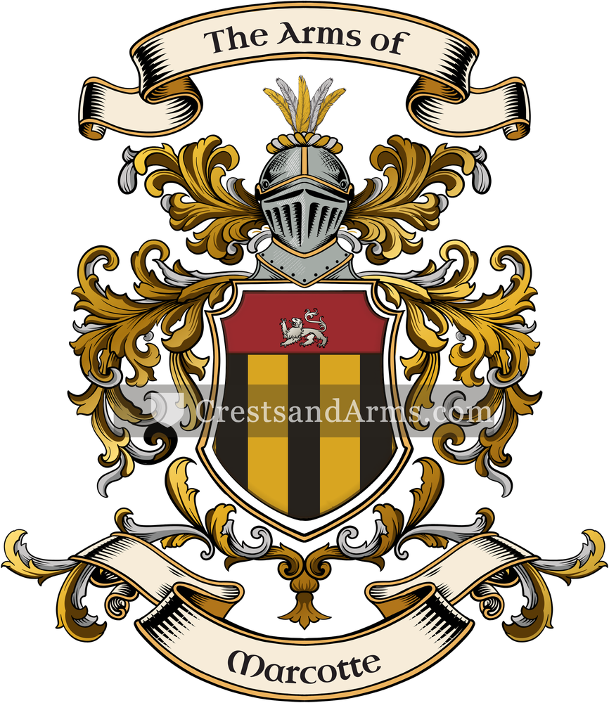 The Marcotte coat of arms, drawn from the recorded blazon