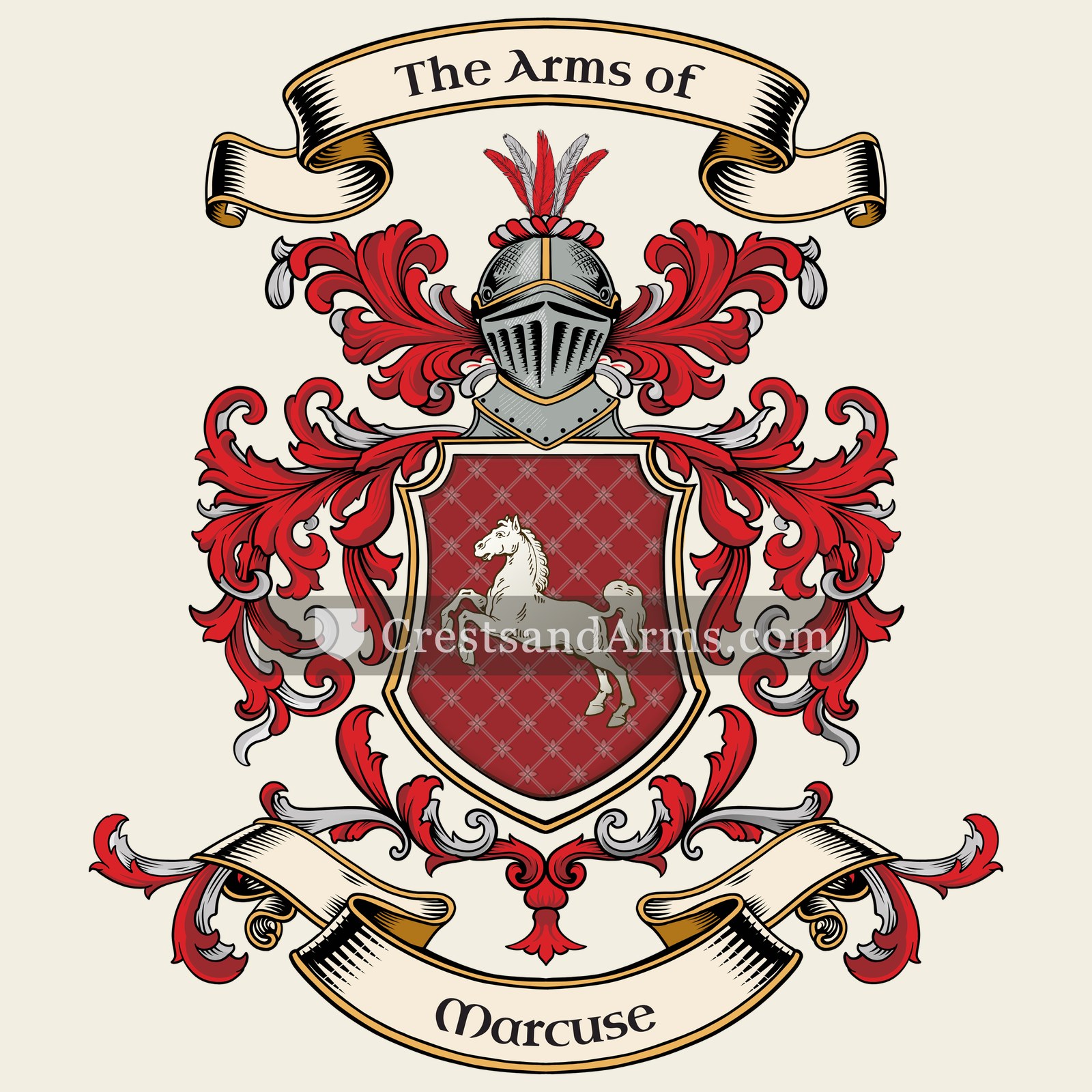 The Marcuse coat of arms, drawn from the recorded blazon