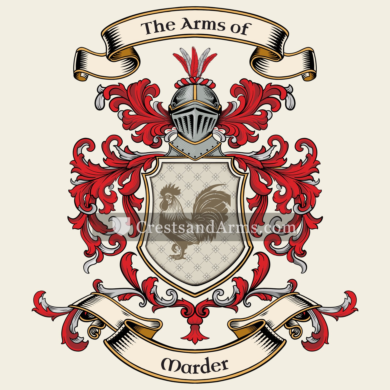 The Marder coat of arms, drawn from the recorded blazon