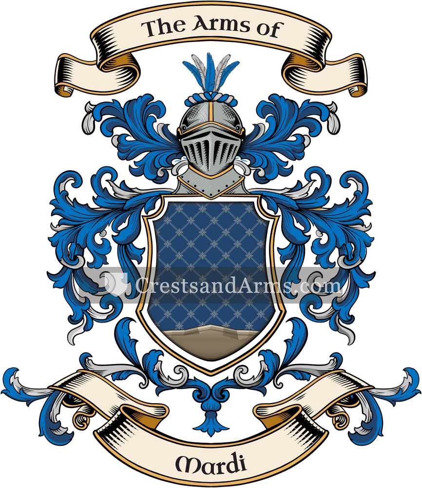 The Mardi coat of arms, drawn from the recorded blazon
