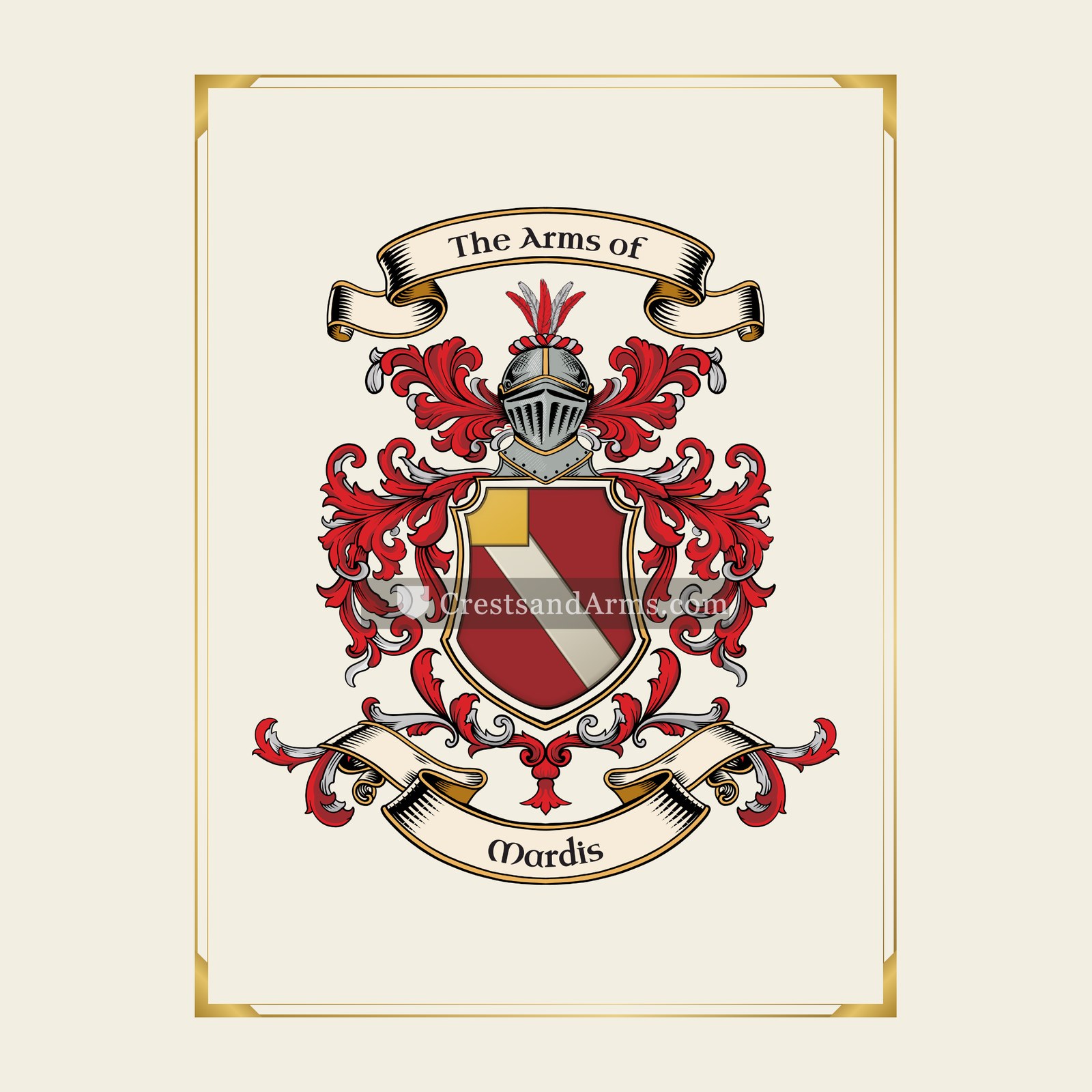 With gold border