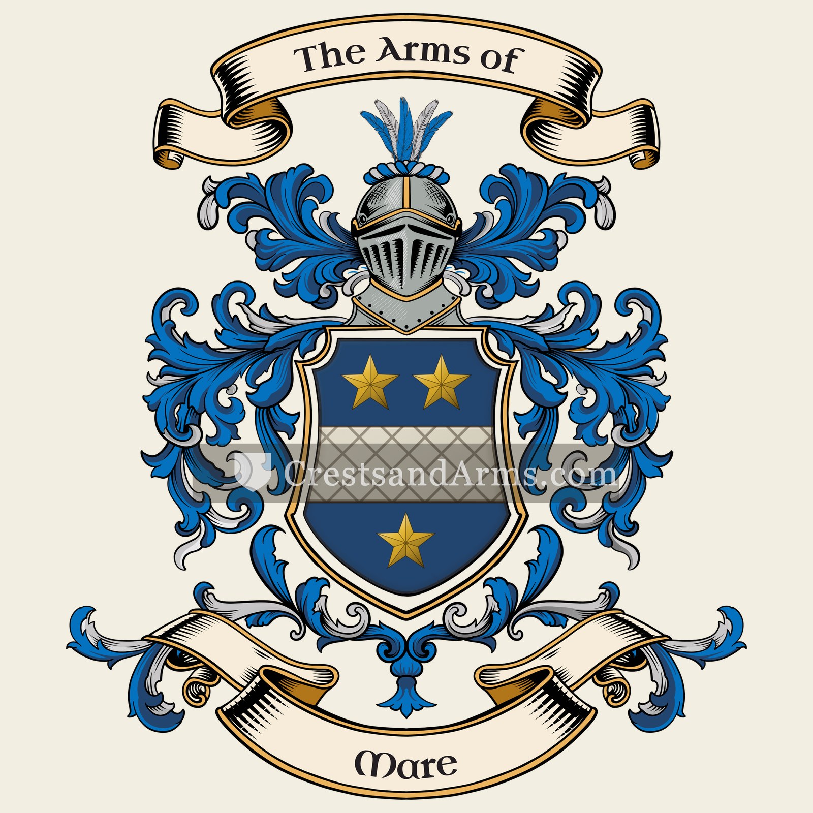 The Mare coat of arms, drawn from the recorded blazon