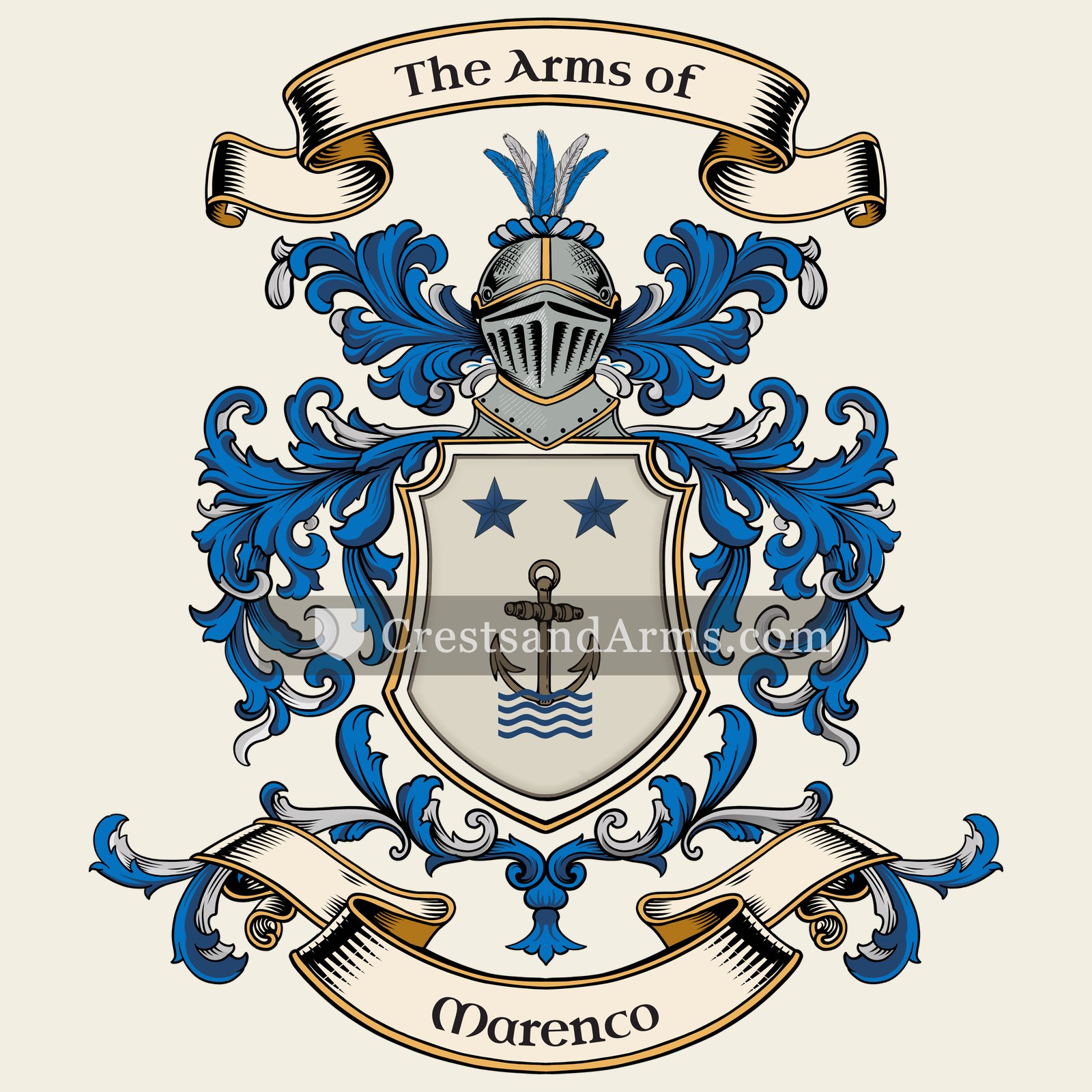 The Marenco coat of arms, drawn from the recorded blazon