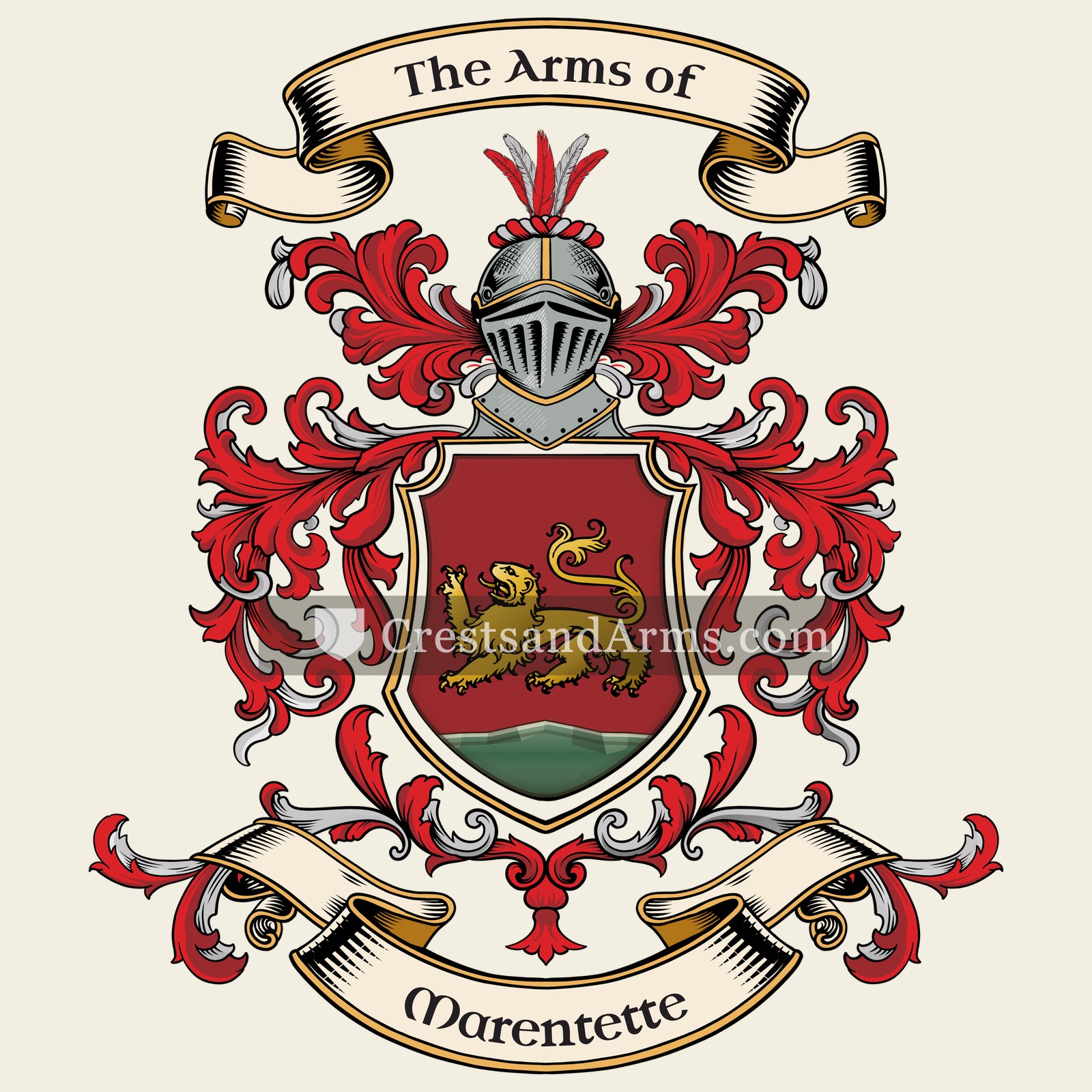 The Marentette coat of arms, drawn from the recorded blazon