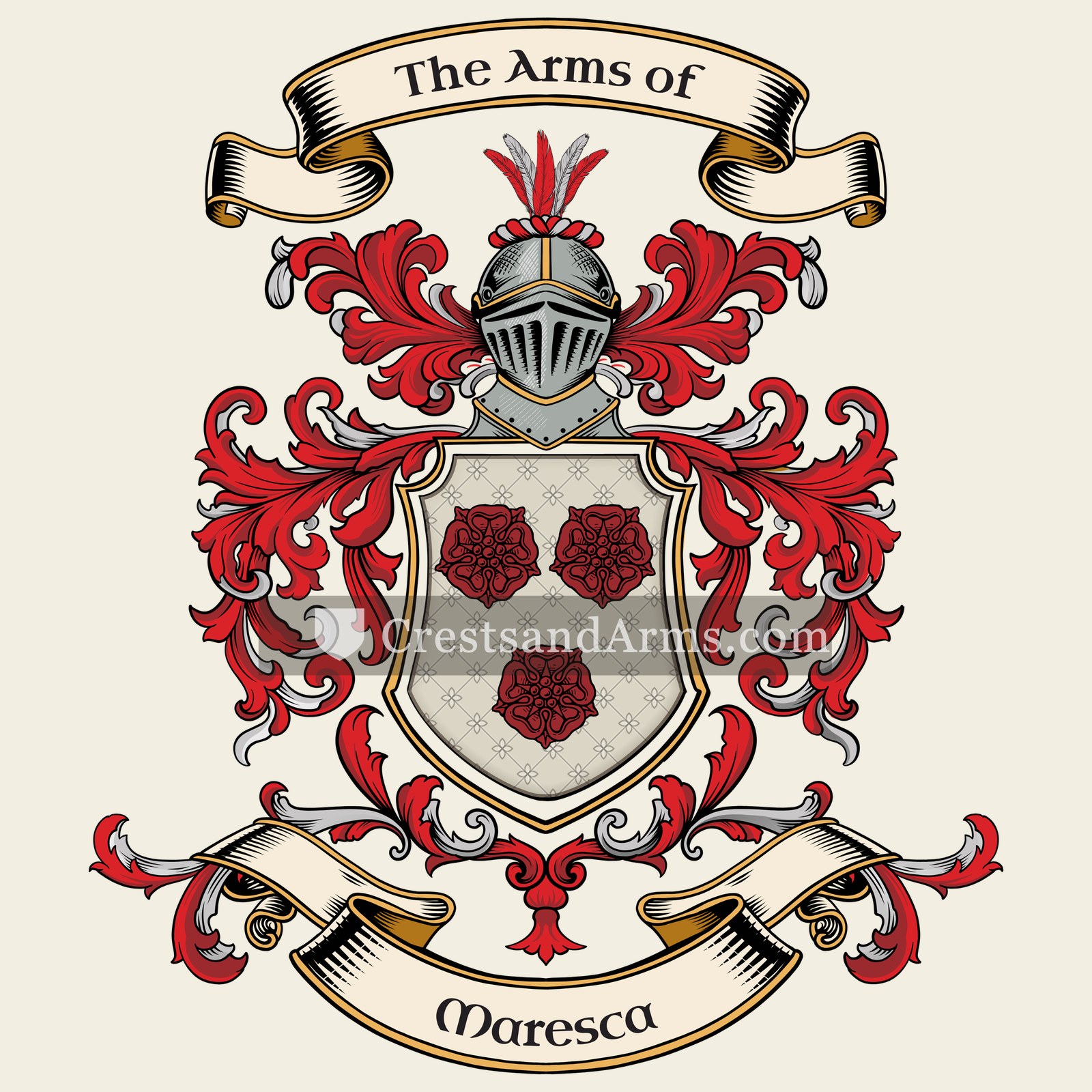 The Maresca coat of arms, drawn from the recorded blazon