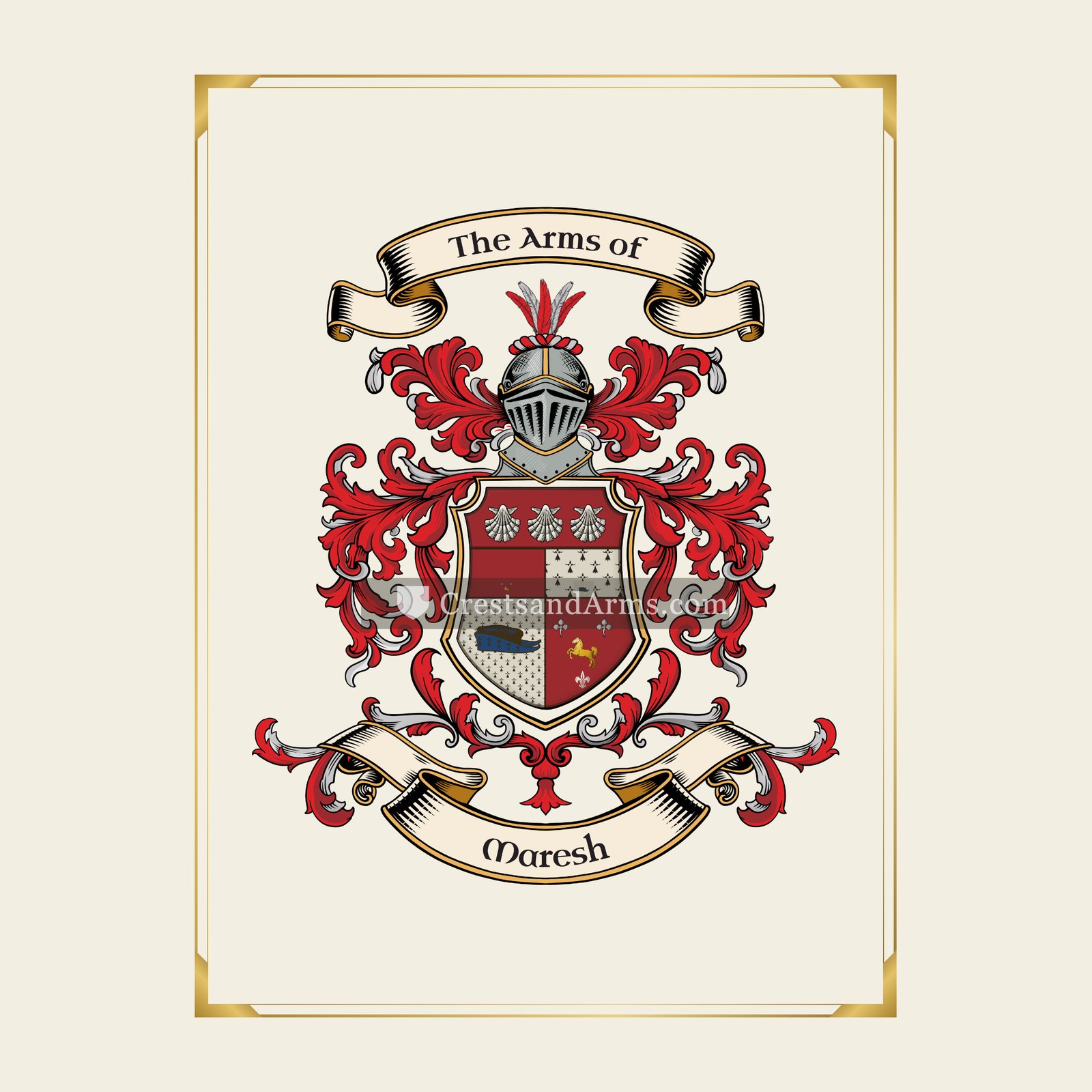 With gold border