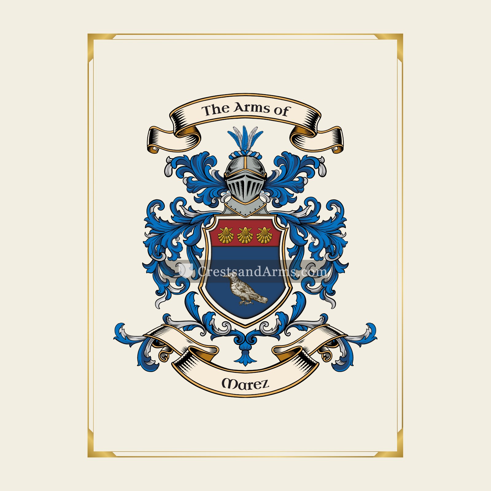 With gold border