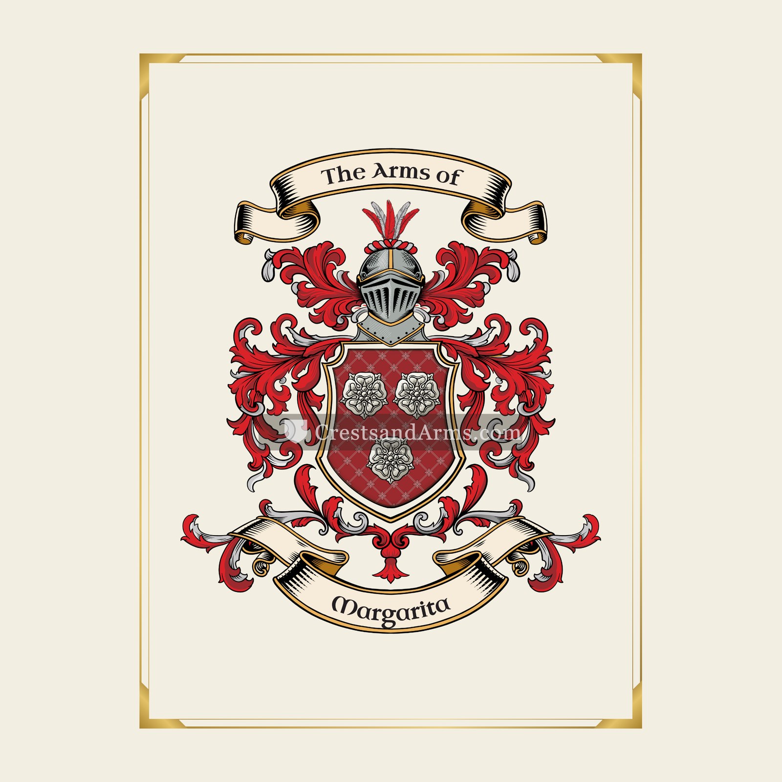 With gold border