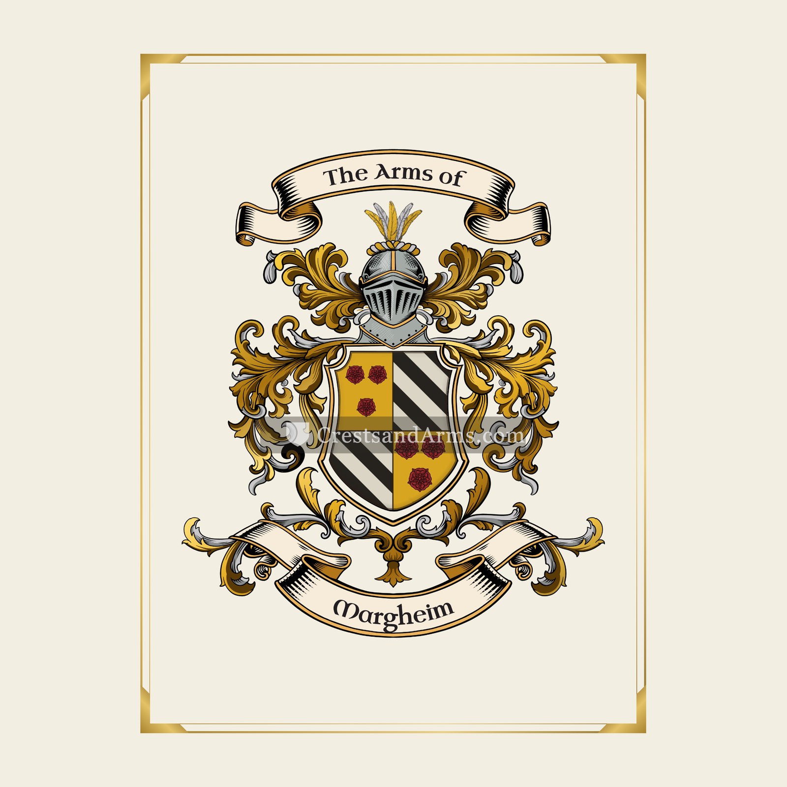 With gold border