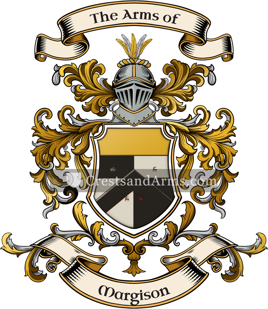 The Margison coat of arms, drawn from the recorded blazon